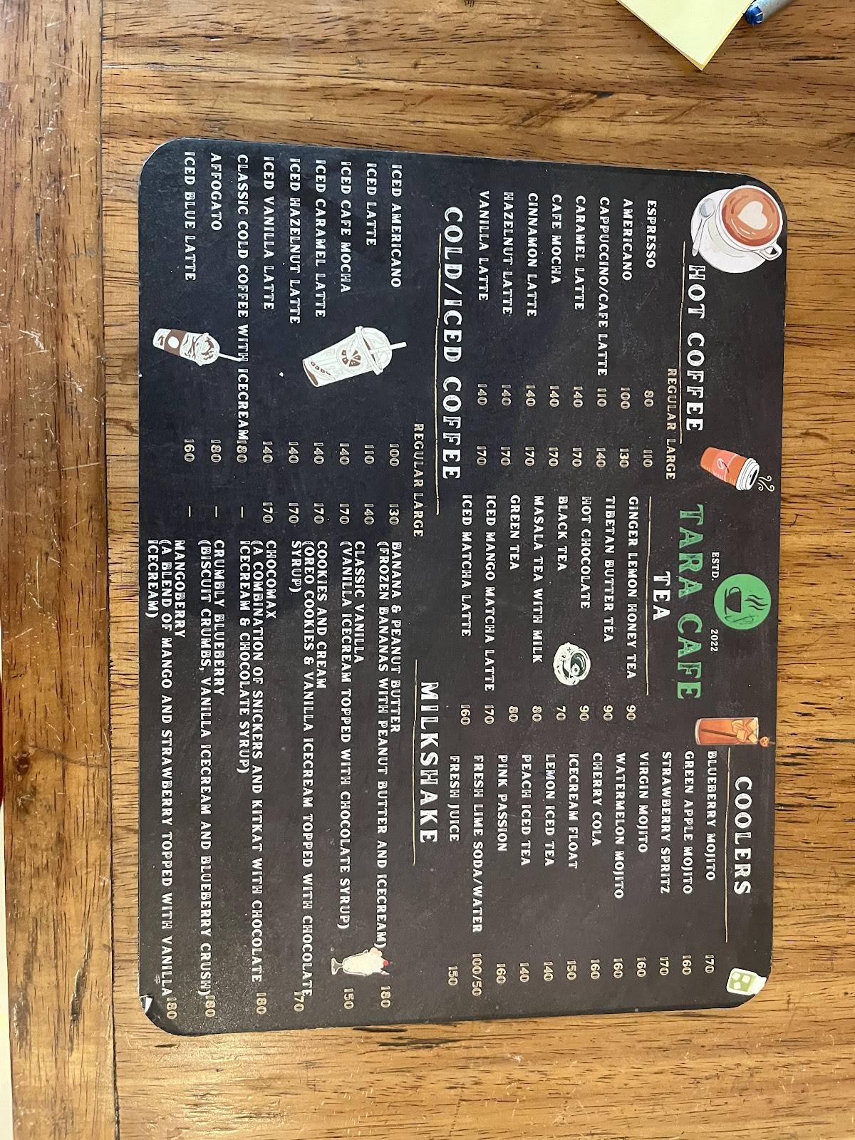 TARA CAFE menu