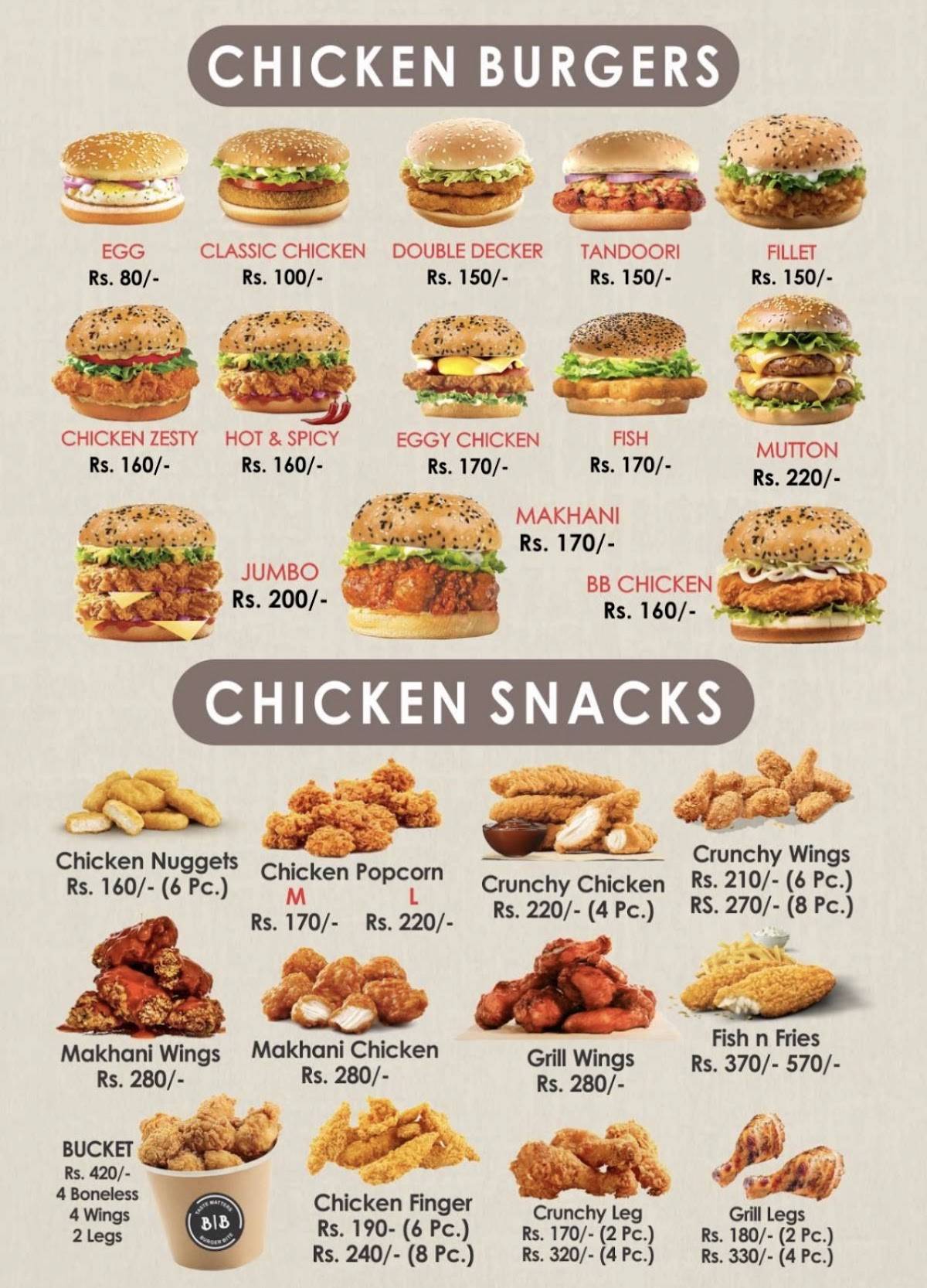 THE BURGER BITE menu