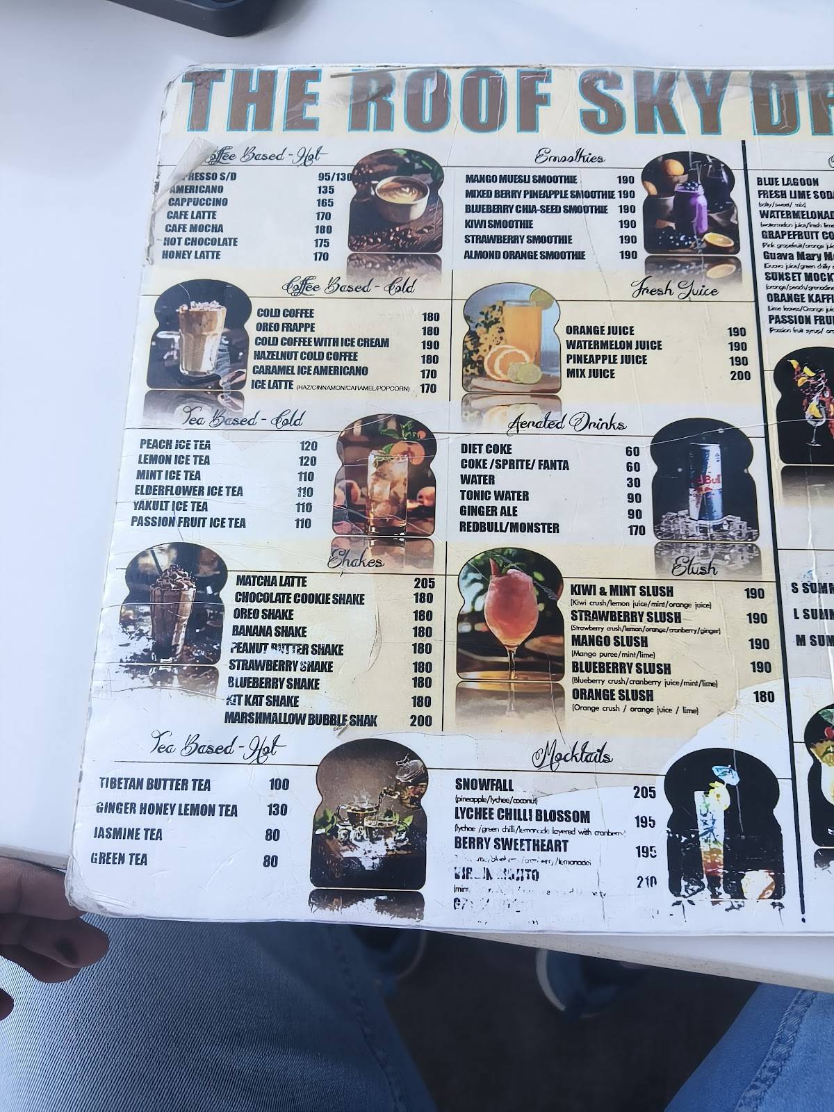 THE ROOF SKY RESTAURANT & CAFE menu