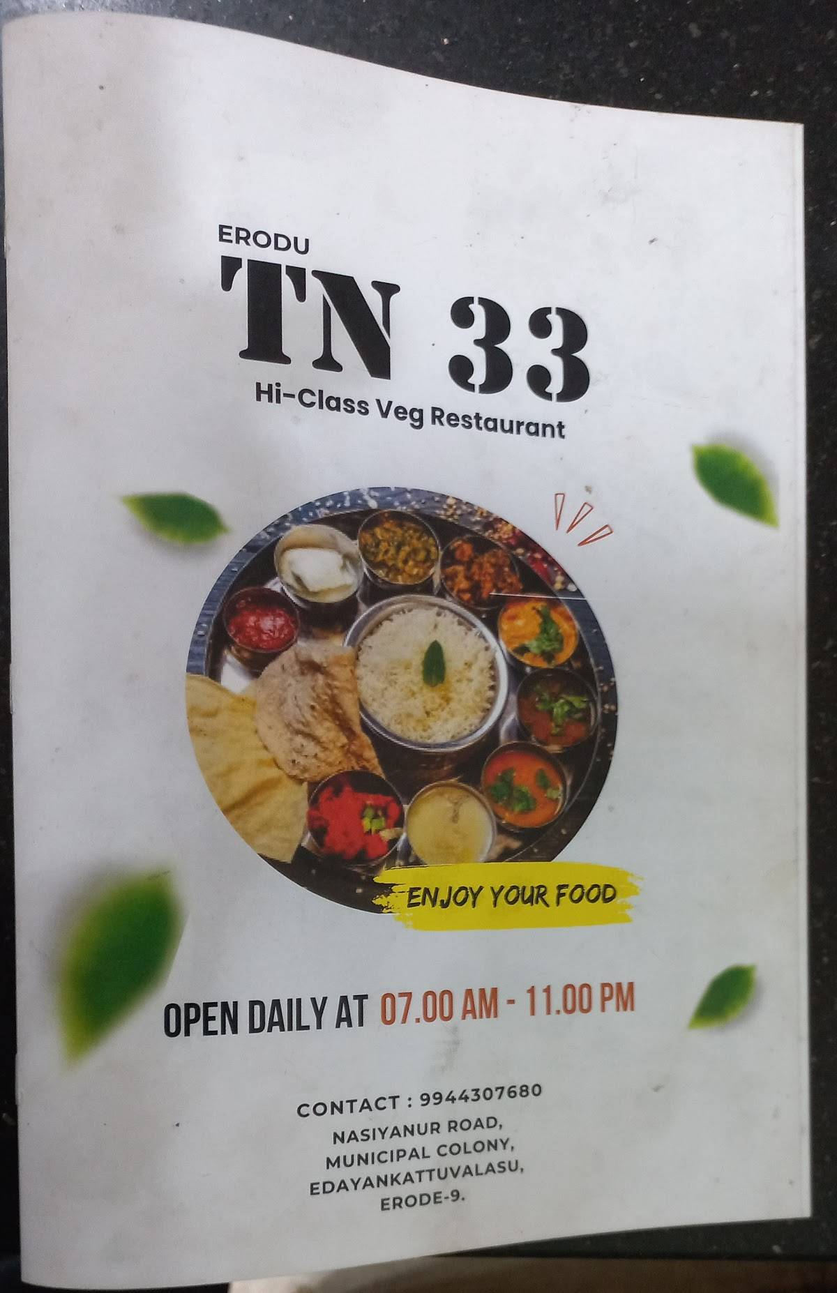TN 33 Classic menu