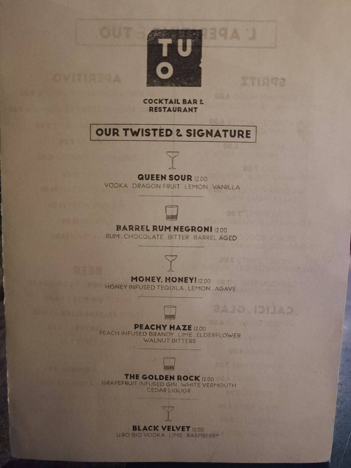 Menu di TUO Bar & Bistro - House of Edelschwarz 