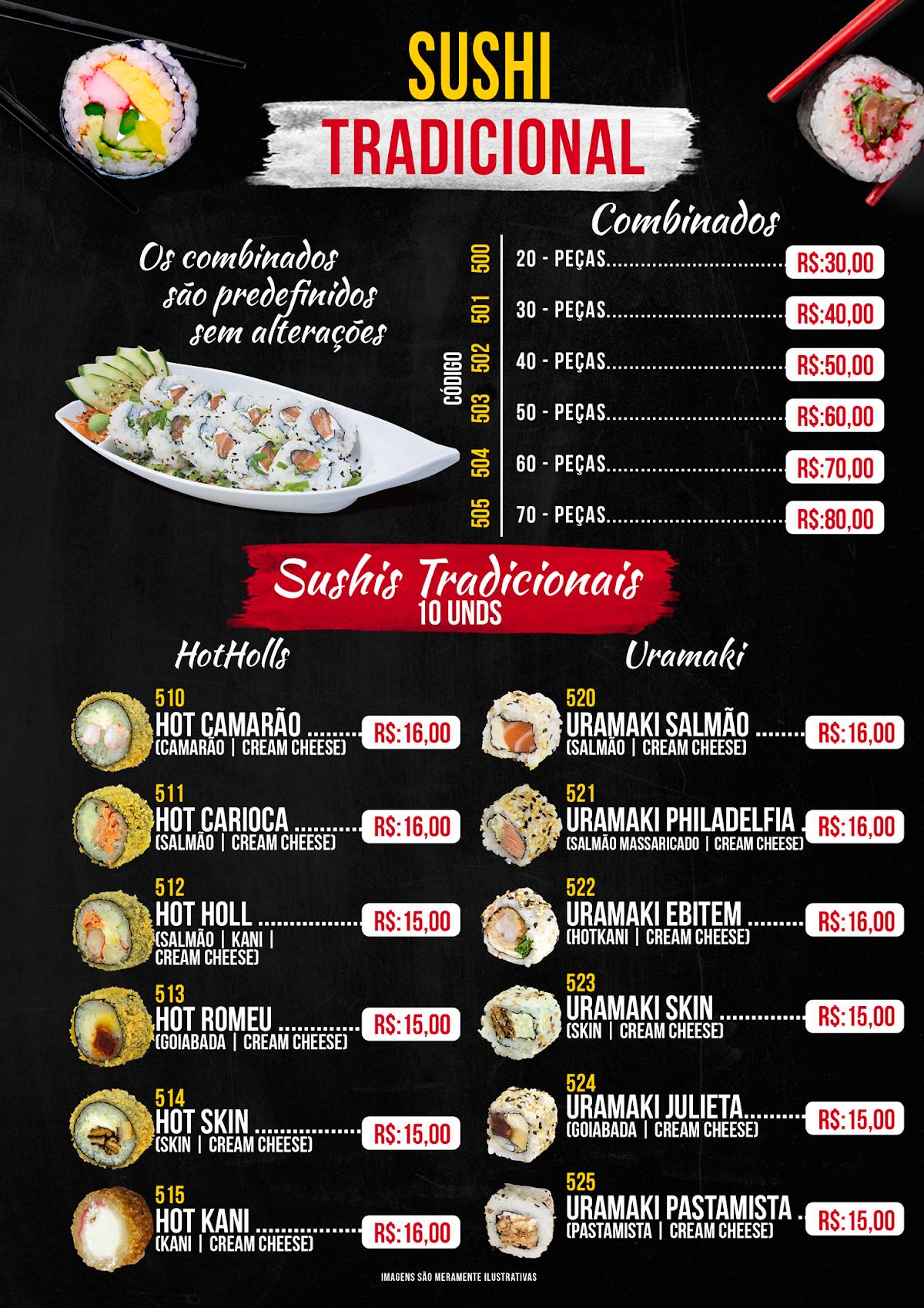 Restaurante TaKaroNo cardápio