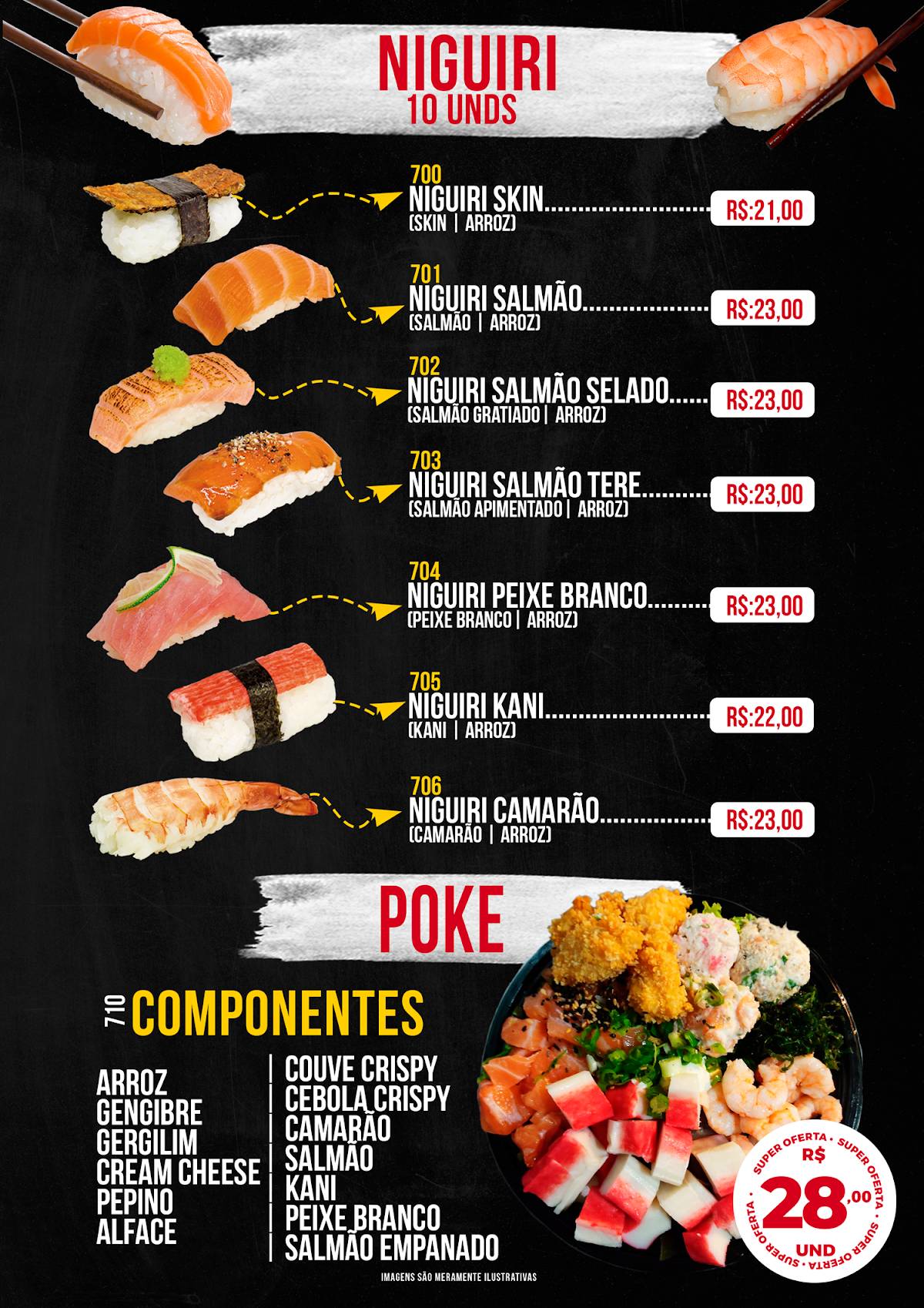 Restaurante TaKaroNo cardápio