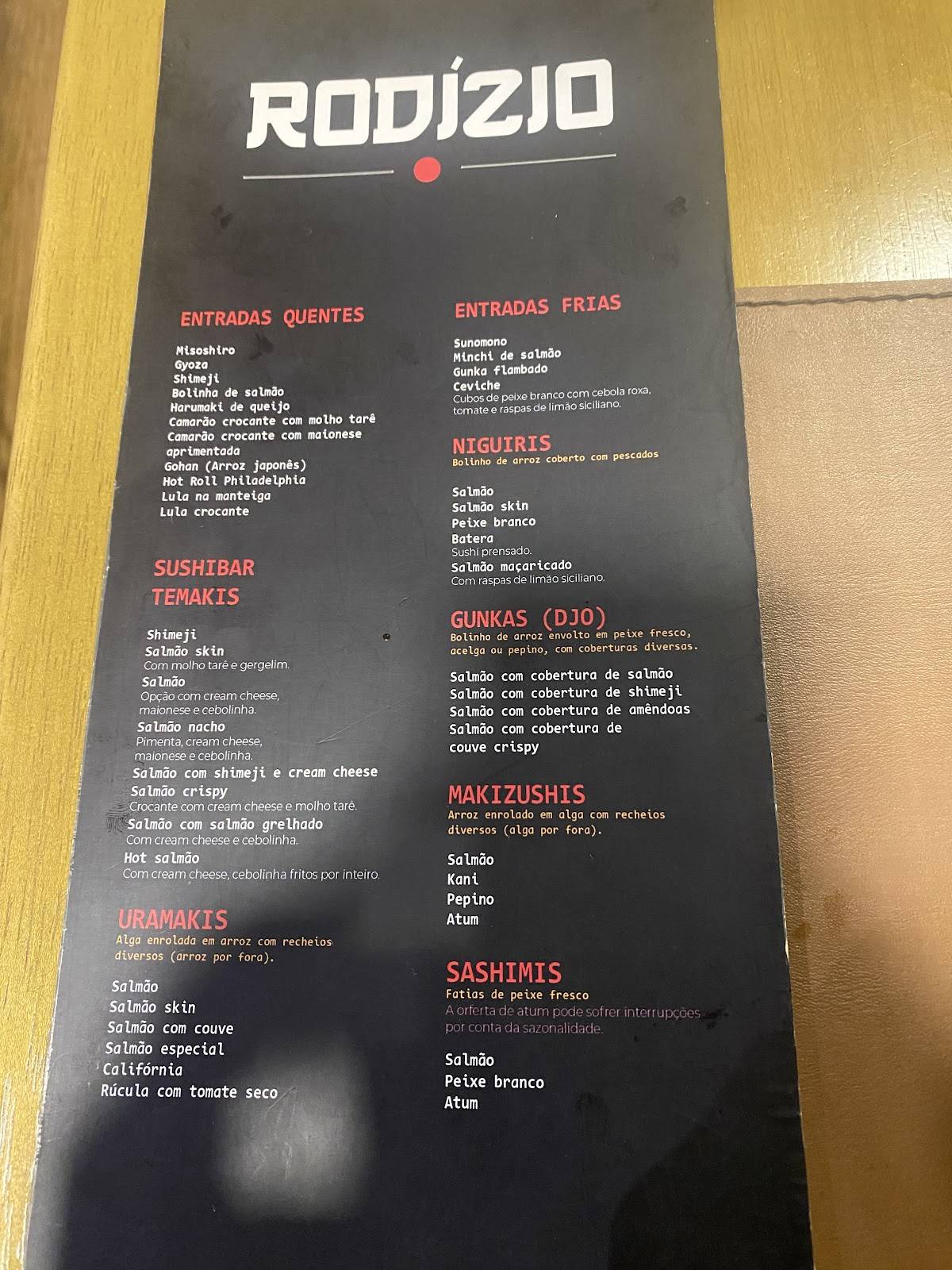 Taikô Restaurante Japonês cardápio