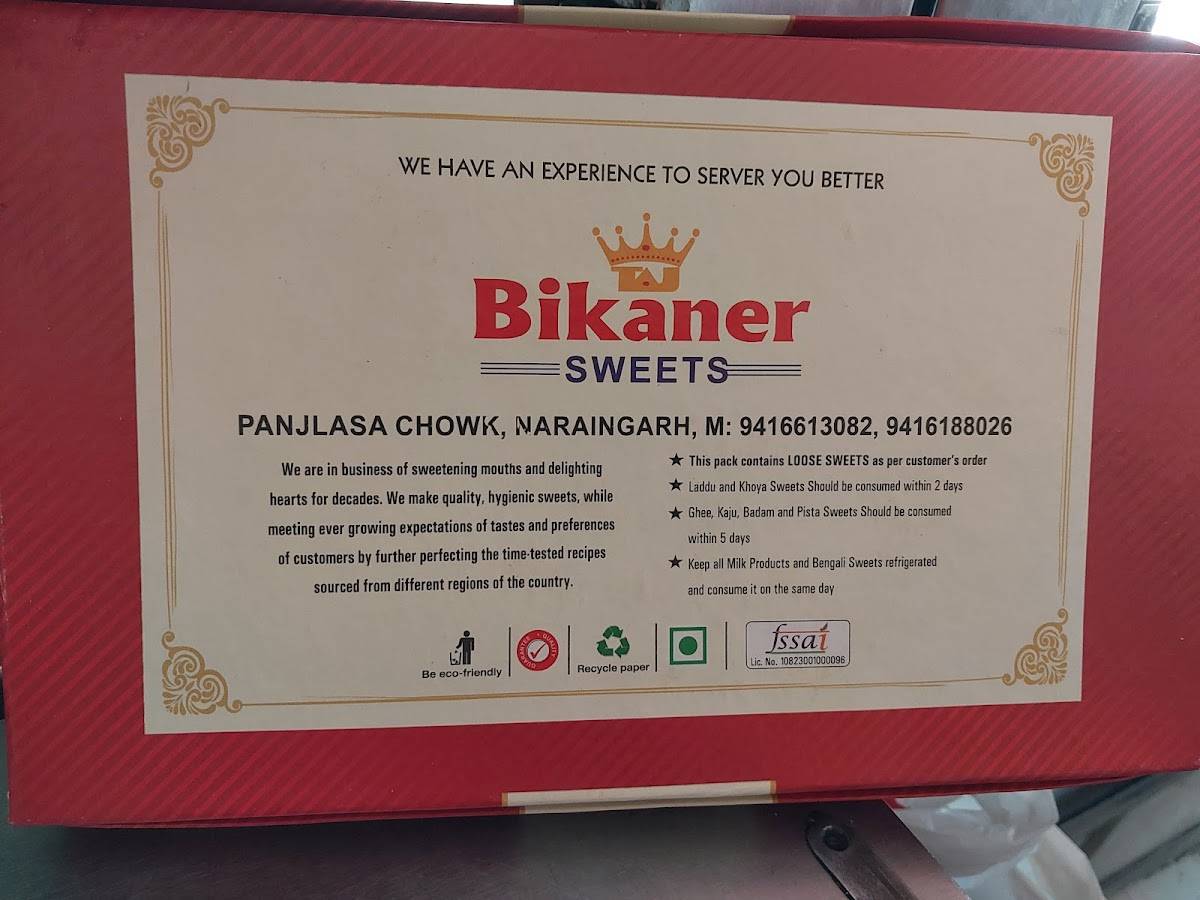 Taj Bikaner Sweets menu