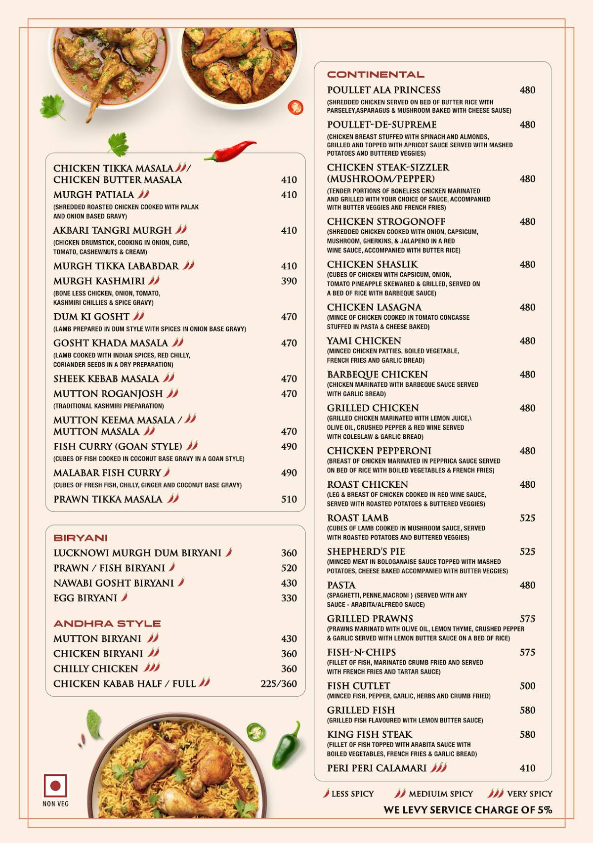 Tamarind Restaurant menu