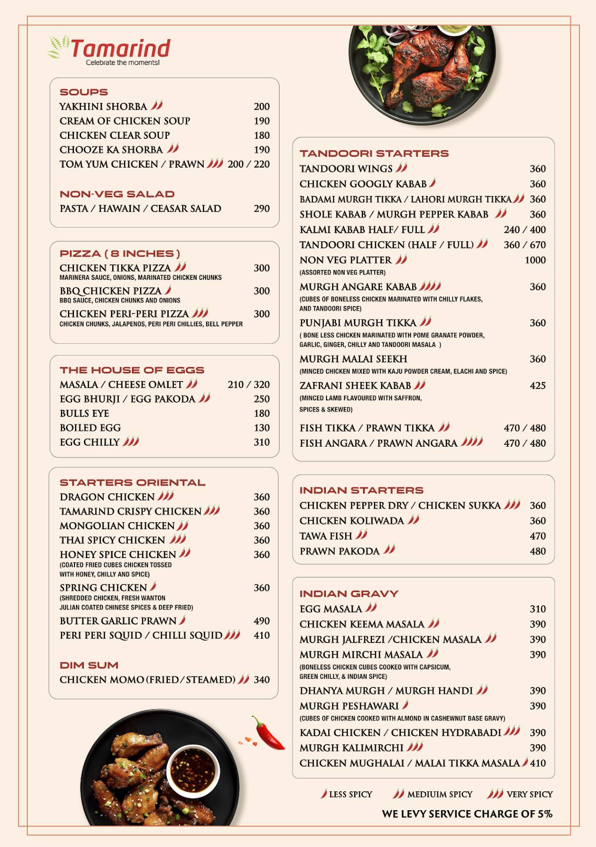 Tamarind Restaurant menu