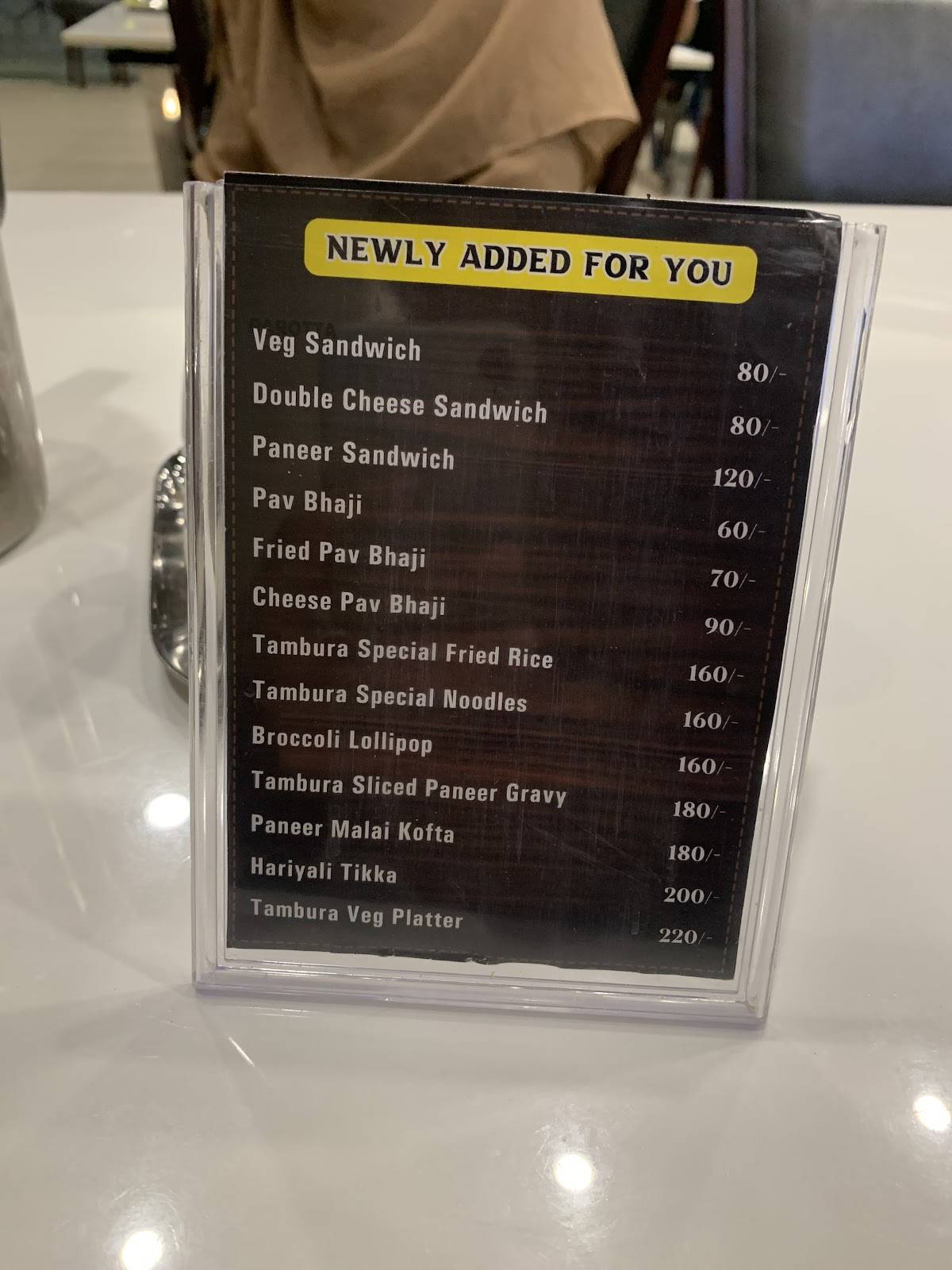 Tambura Pure Veg Restaurant menu