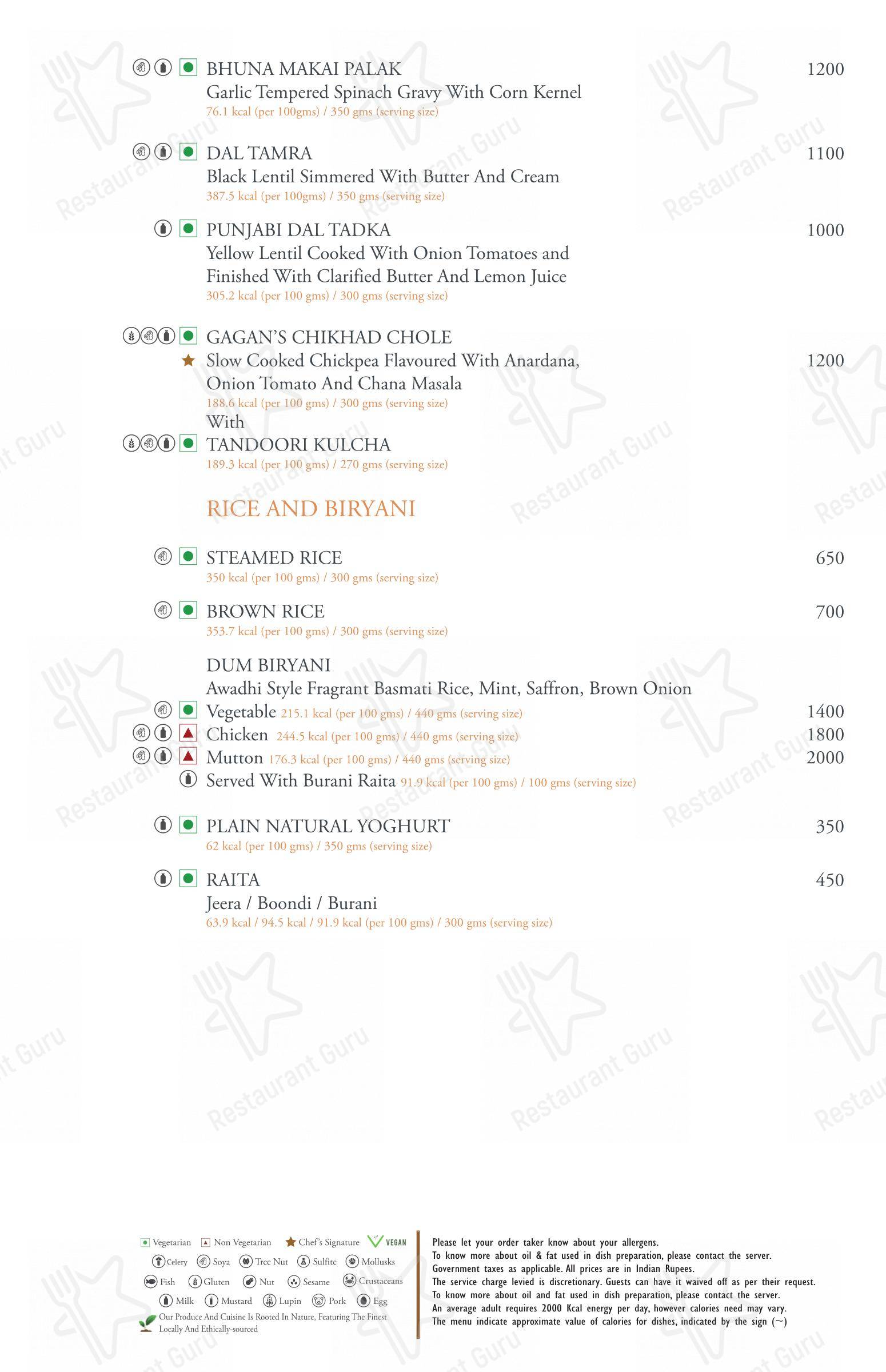 Tamra Restaurant in New Delhi - Menu