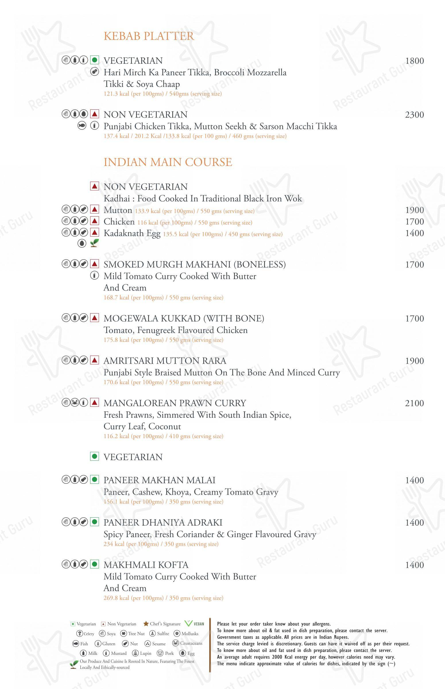 Tamra Restaurant in New Delhi - Menu