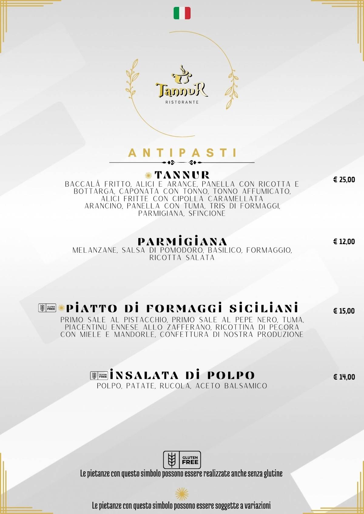 Menu di Ristorante Tannur 