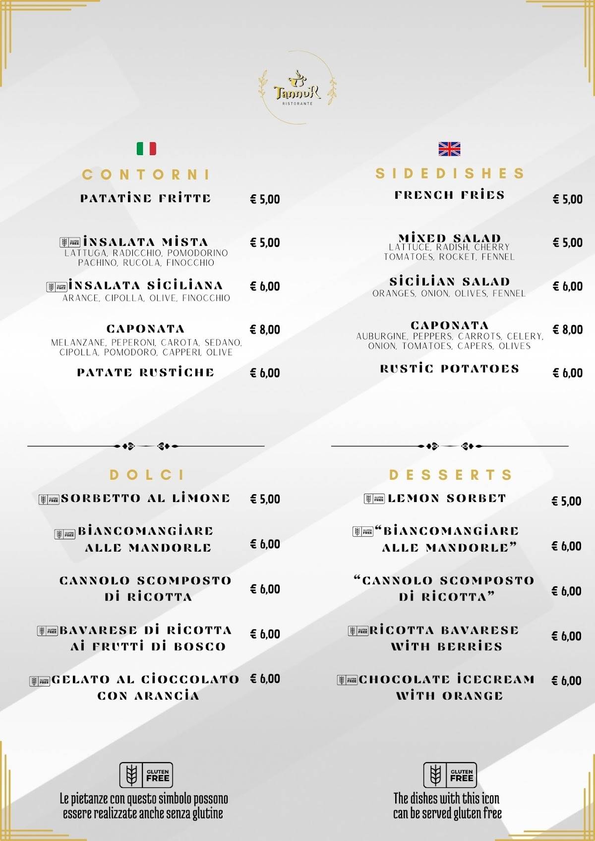 Menu di Ristorante Tannur 