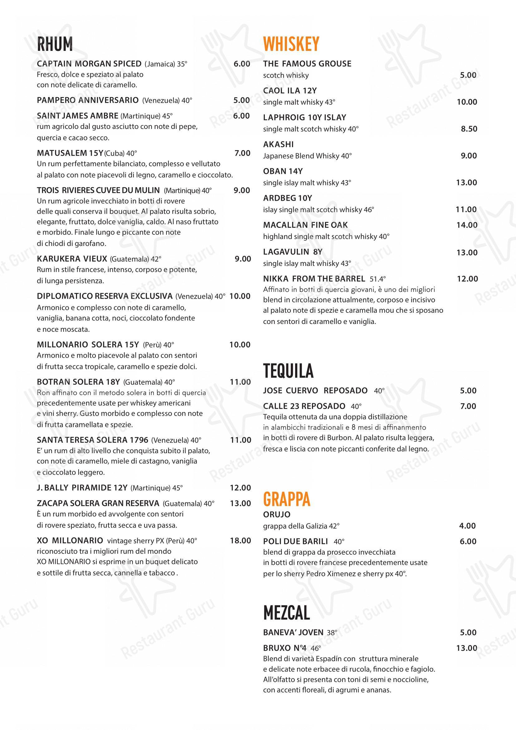 Tapa in Milano - Menu bar