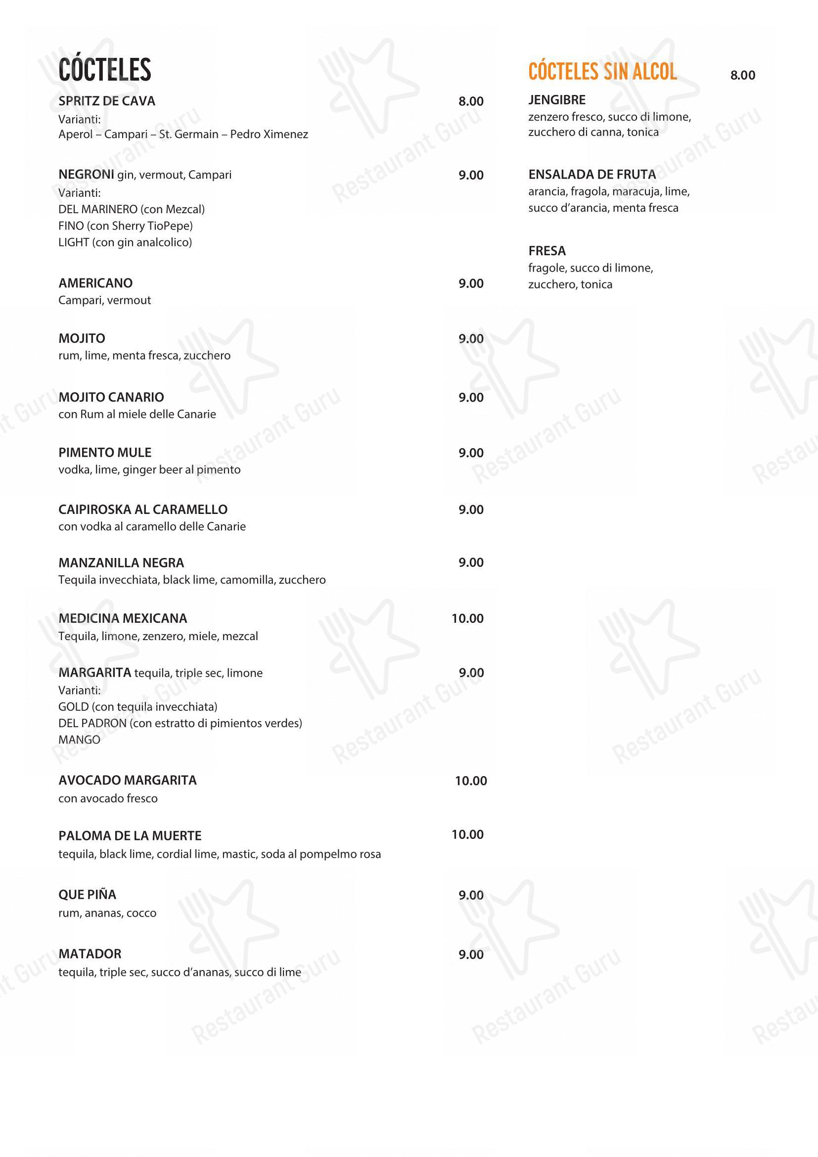 Menu bar per Tapa pub & bar