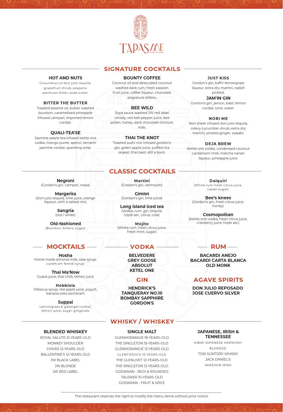 TapasMe menu