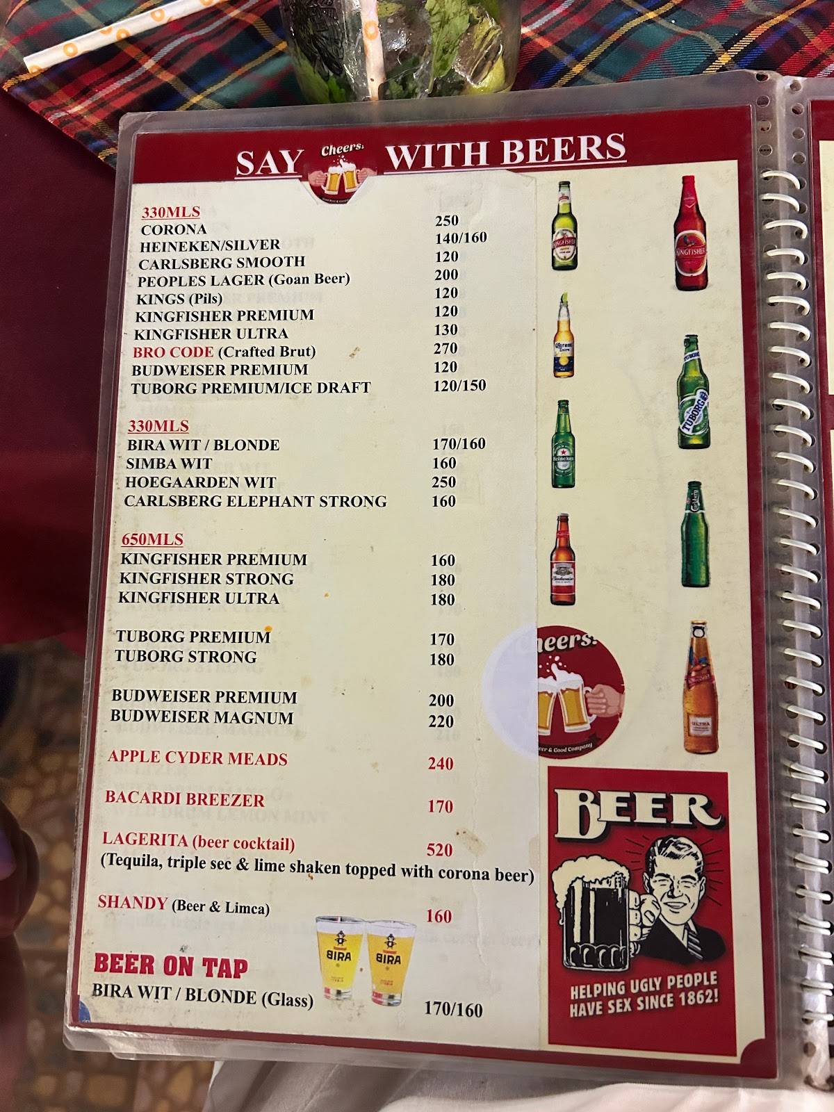 Taste of India Goa menu