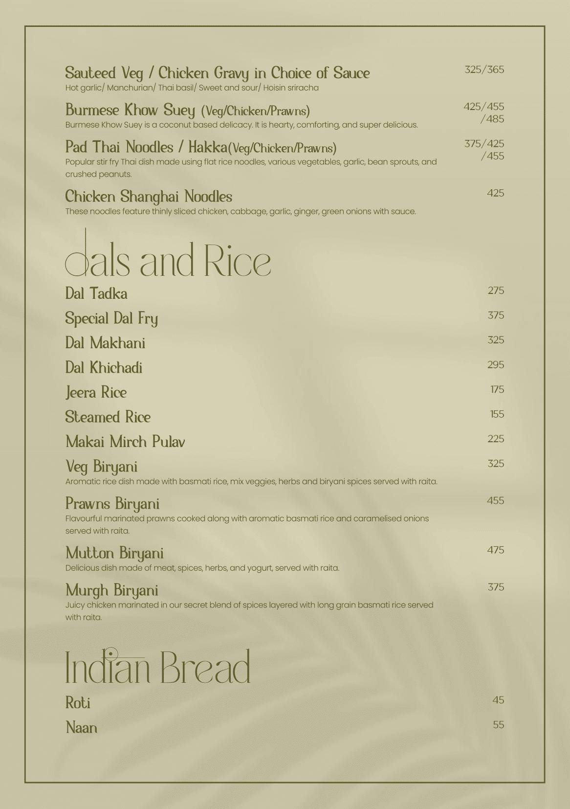 Tatini - Poolside Bar and Kitchen menu