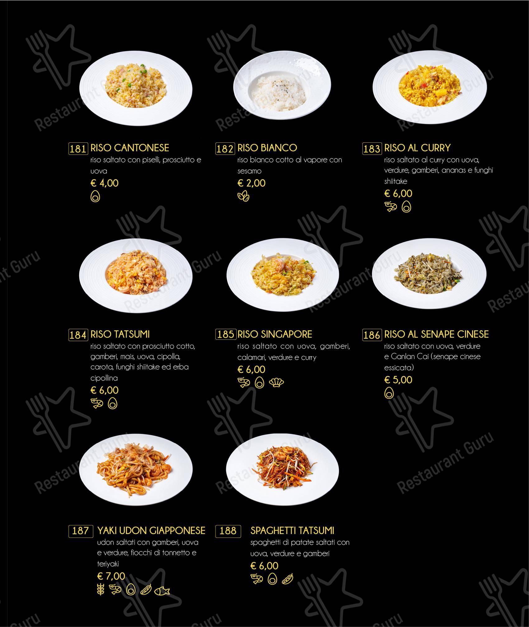 Menu bar per Tatsumi ristorante