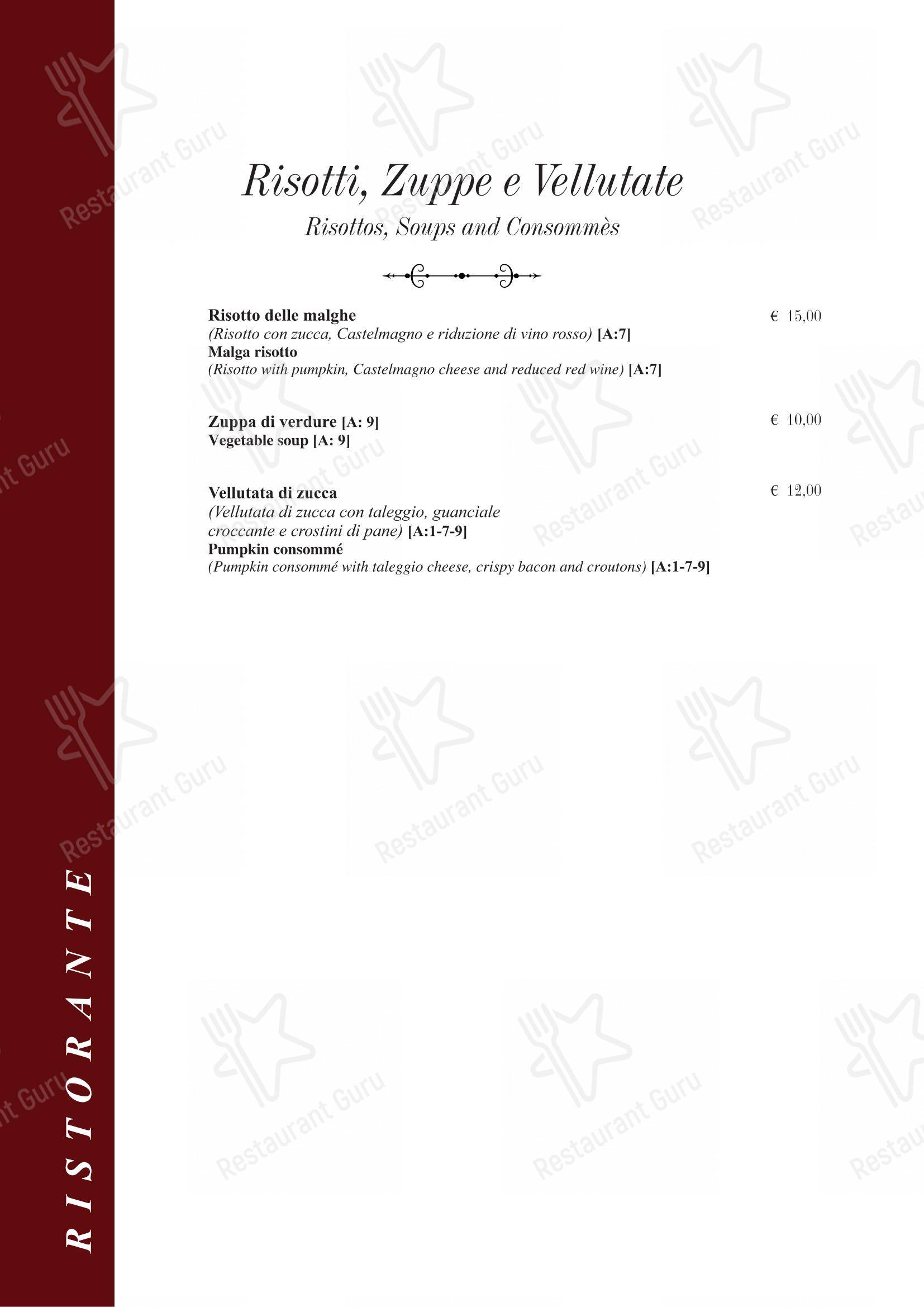 Menu per Taverna Rossini in Roma