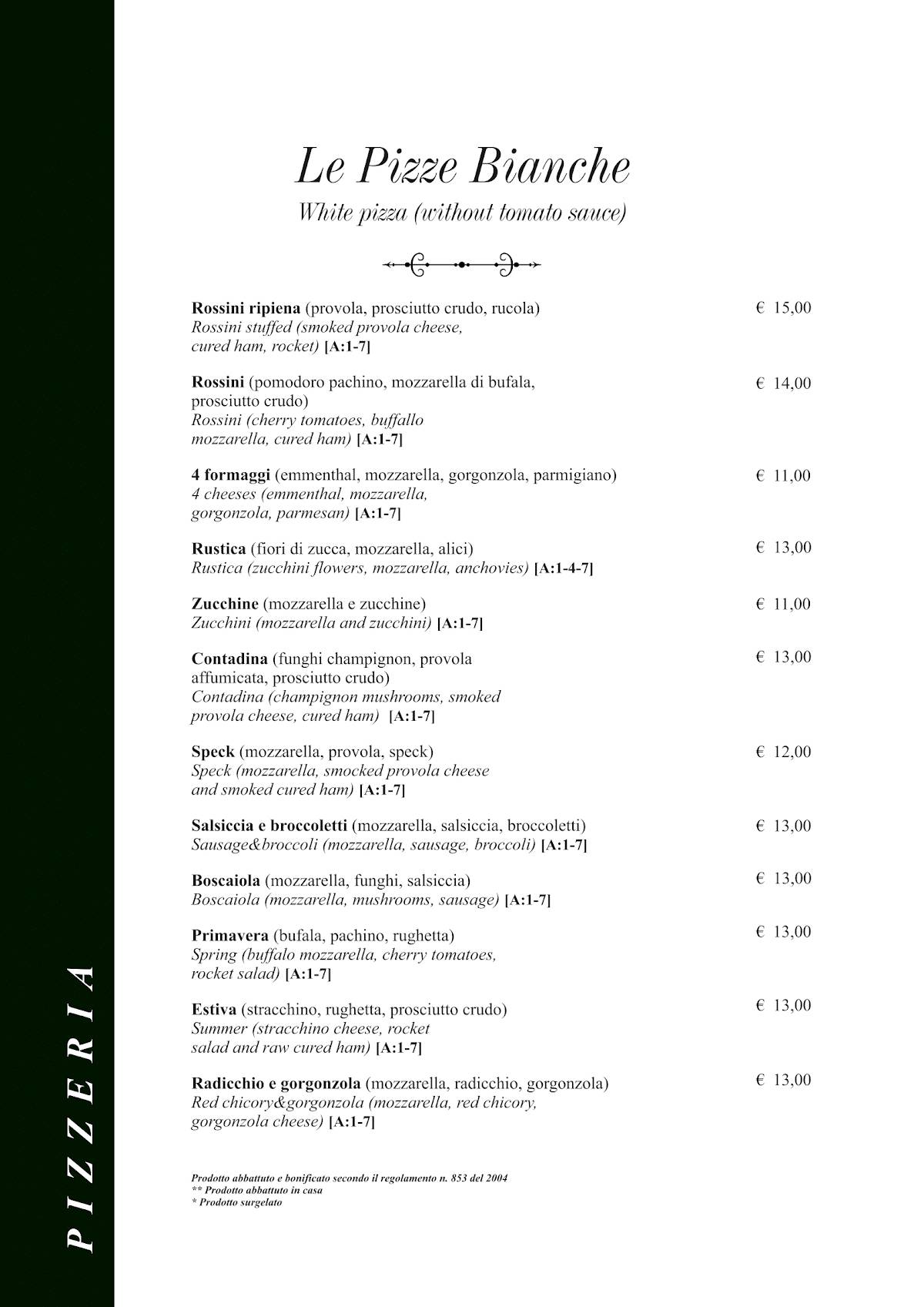 Menu di Taverna Rossini 