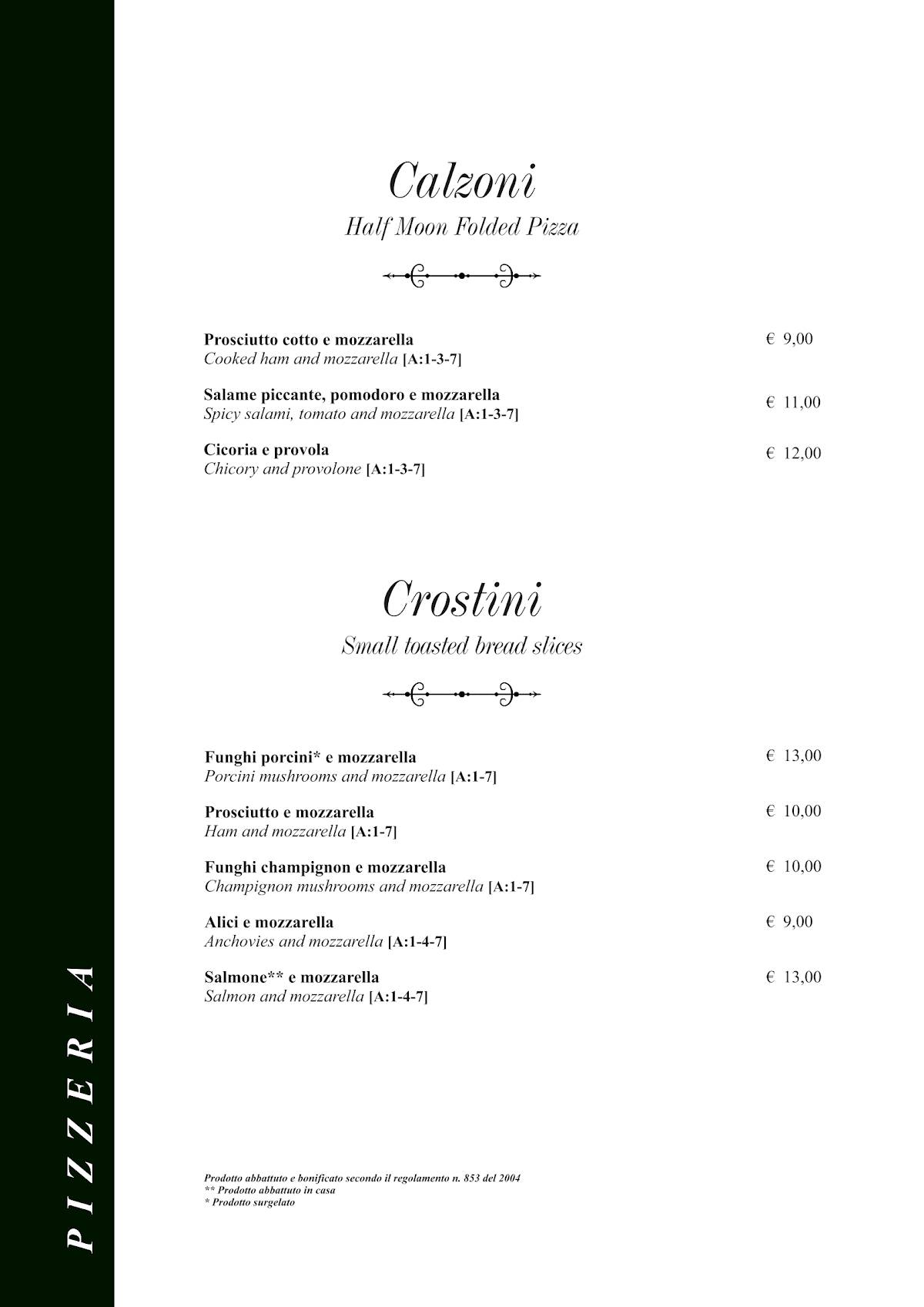 Menu di Taverna Rossini 
