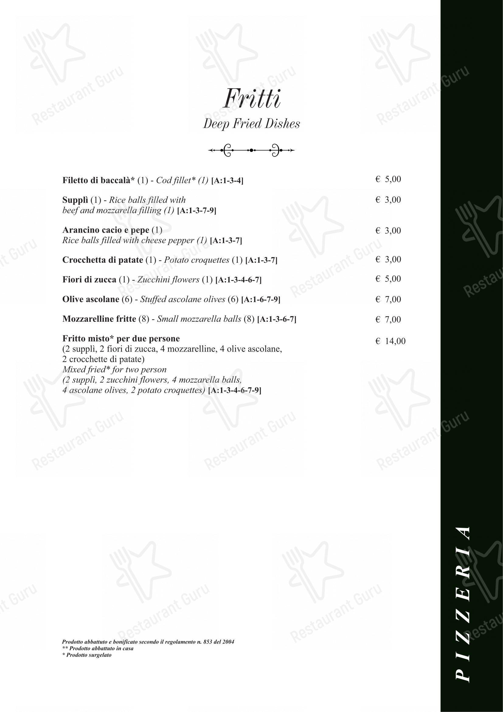 Menu per Taverna Rossini pizzeria