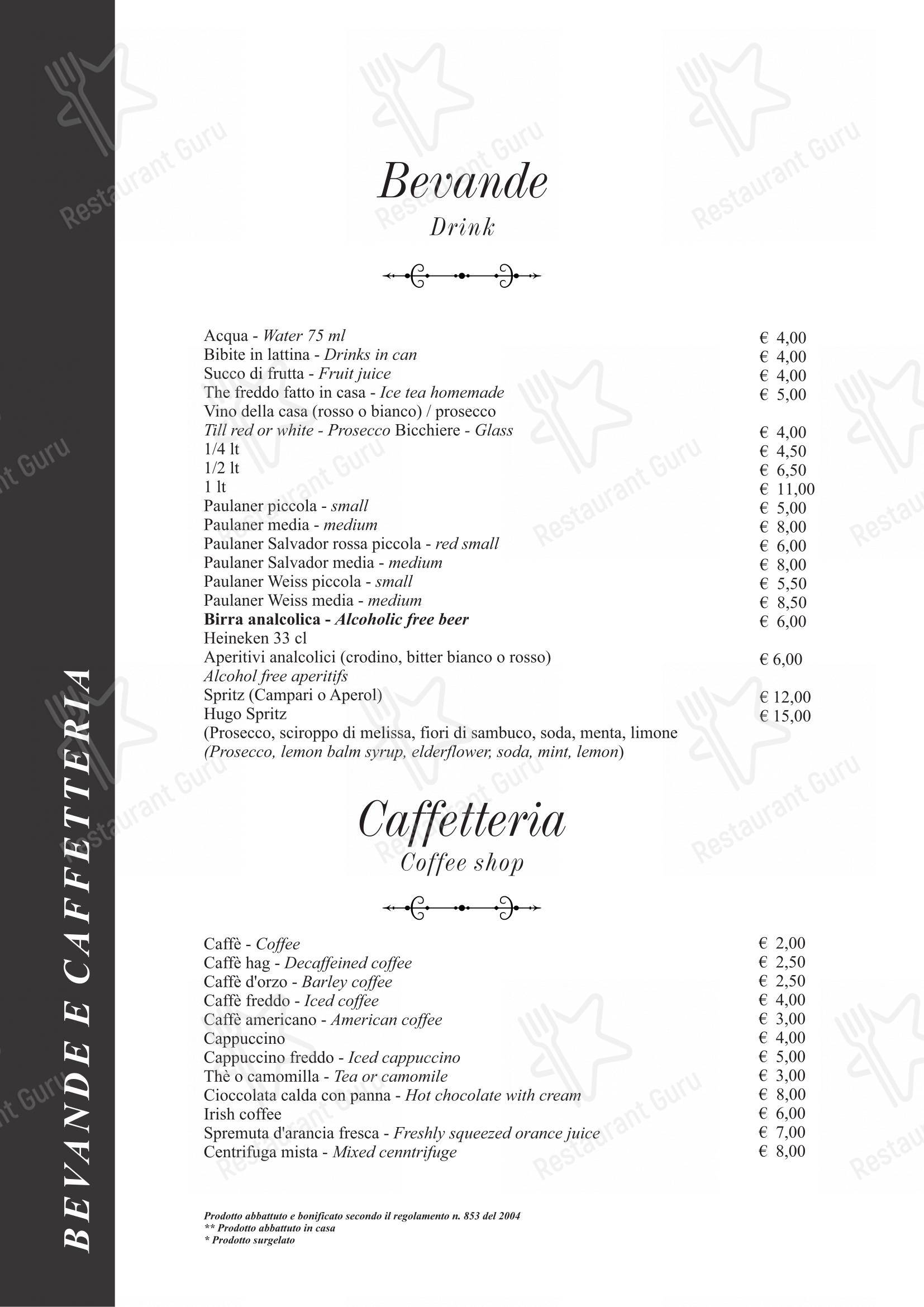 Taverna Rossini in Roma - Menu