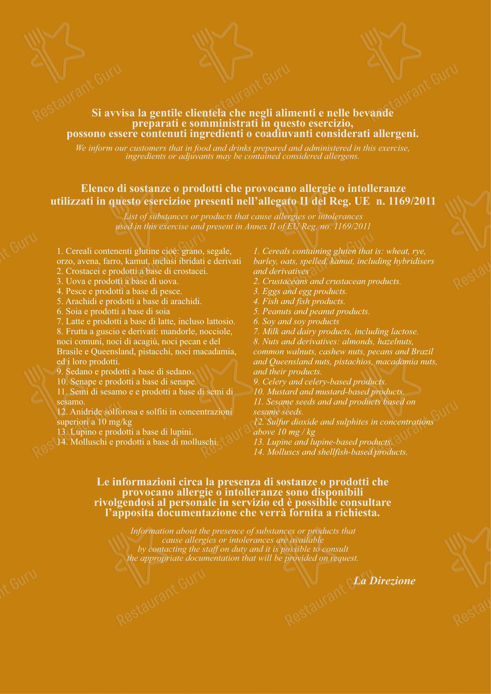 Taverna Rossini in Roma - Menu