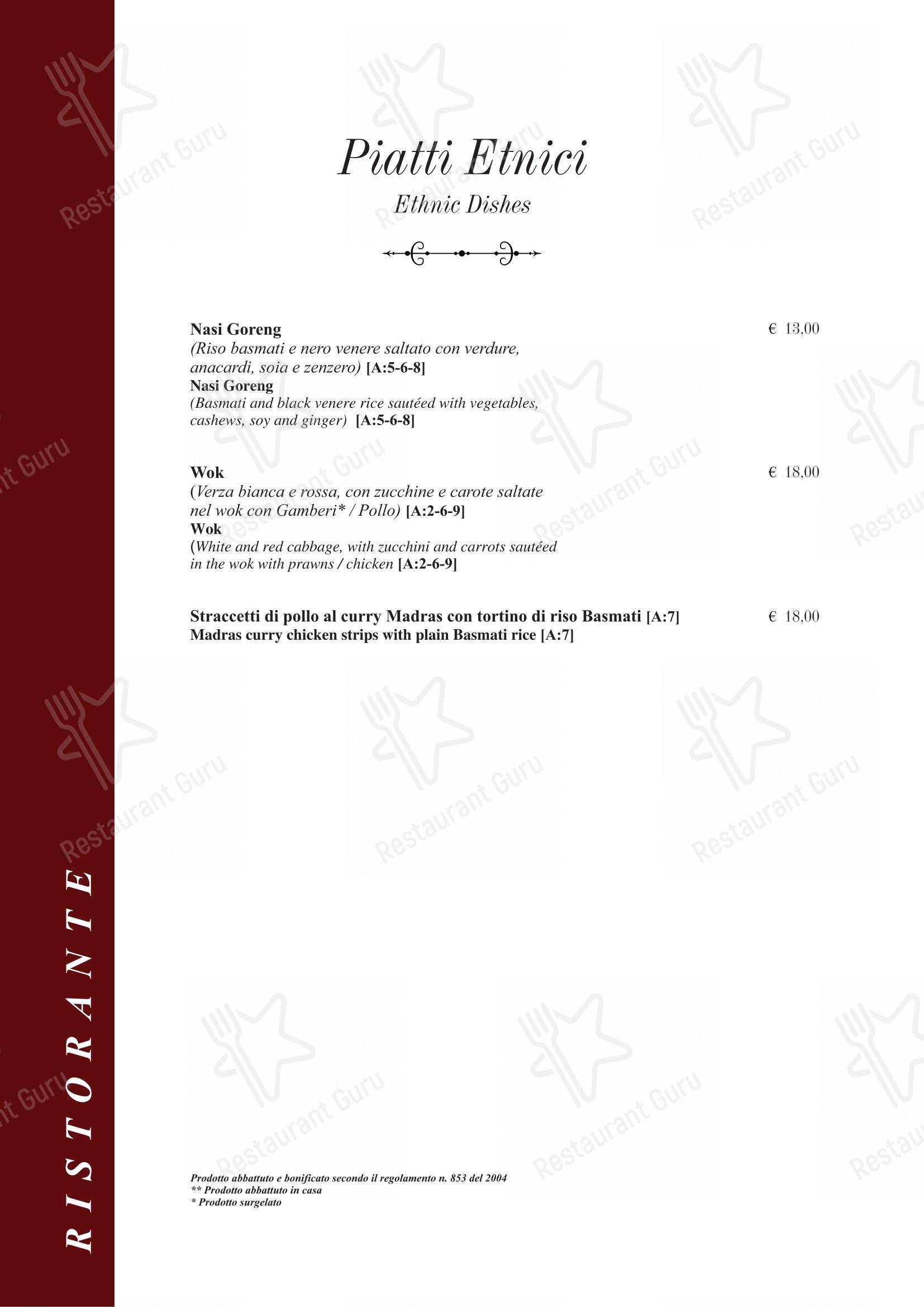 Taverna Rossini in Roma - Menu