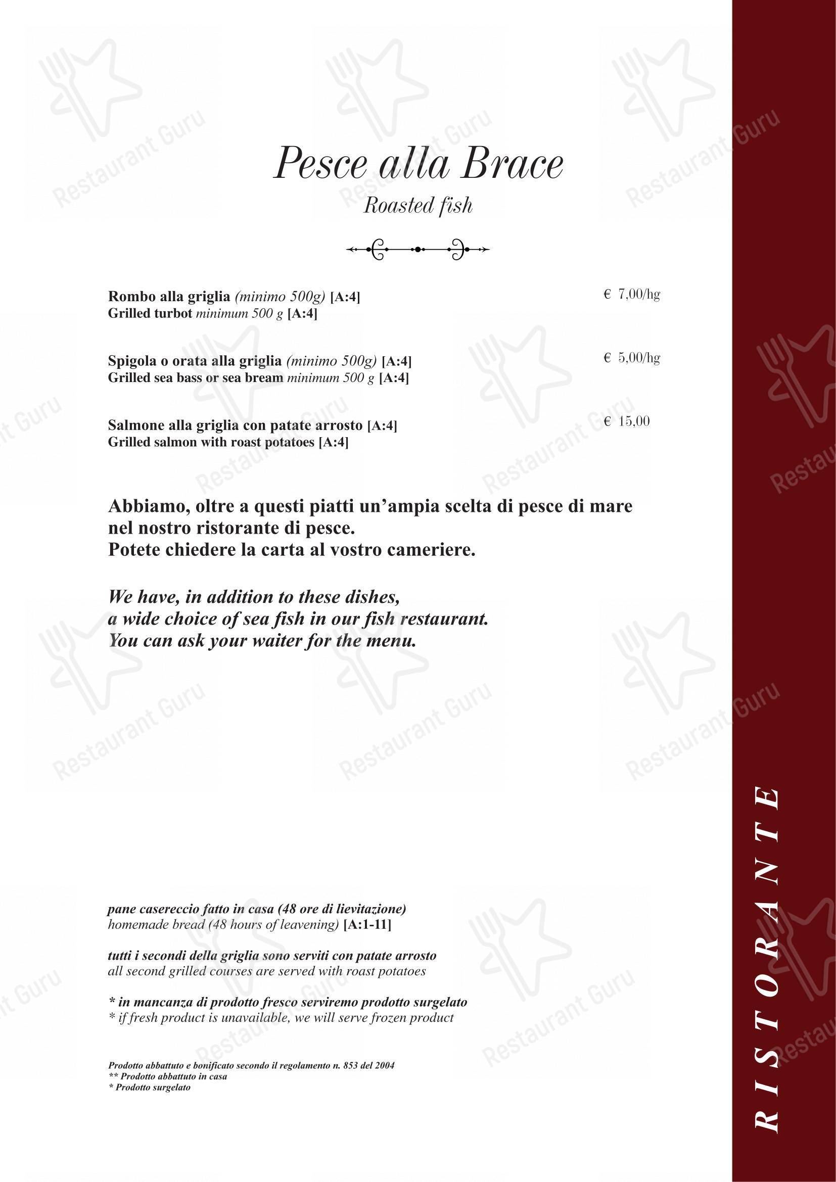 Taverna Rossini in Roma - Menu