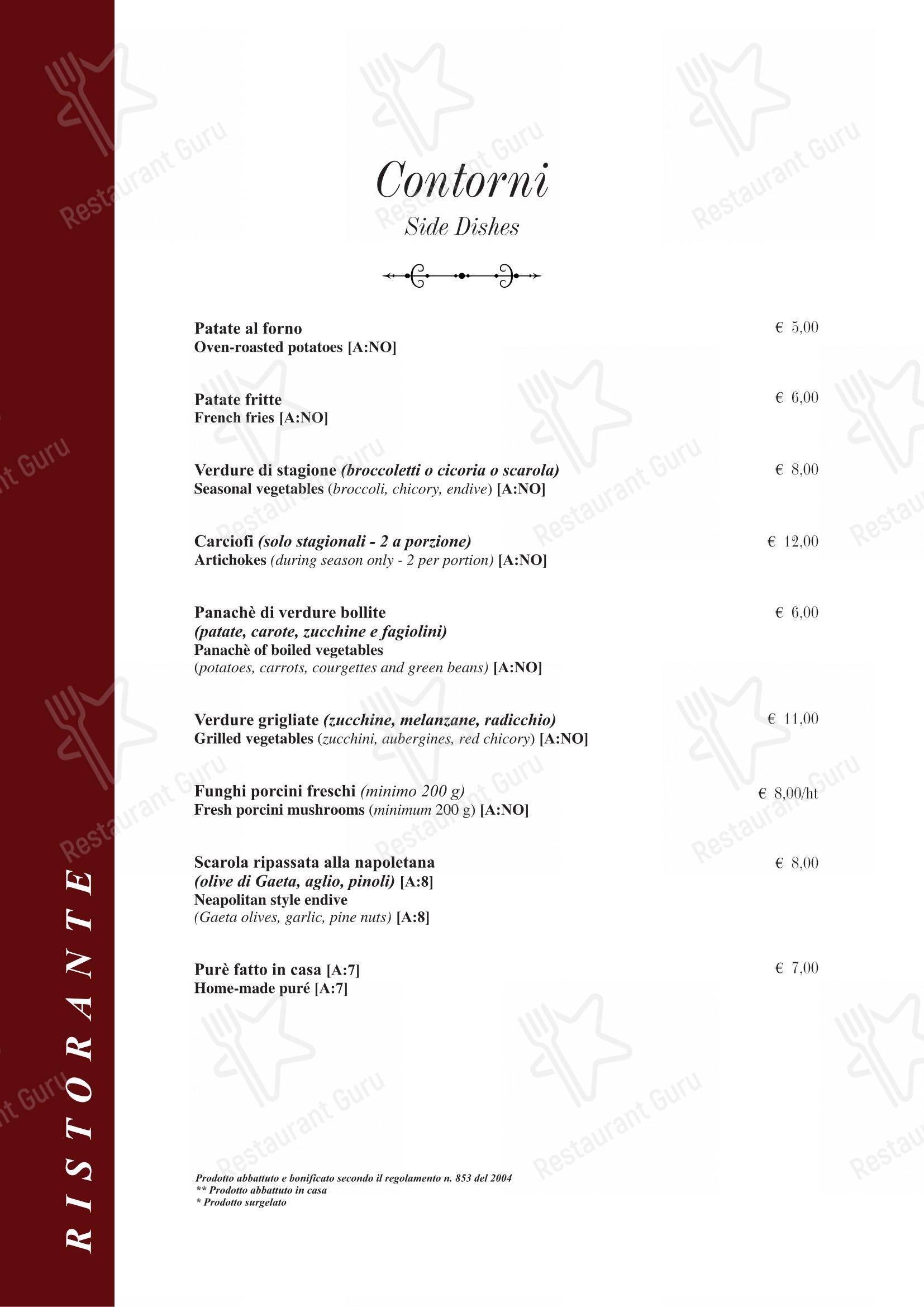 Menu per Taverna Rossini in Roma