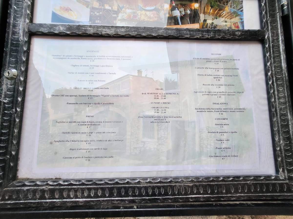 Menu di Tavernetta Corte Torcolo 