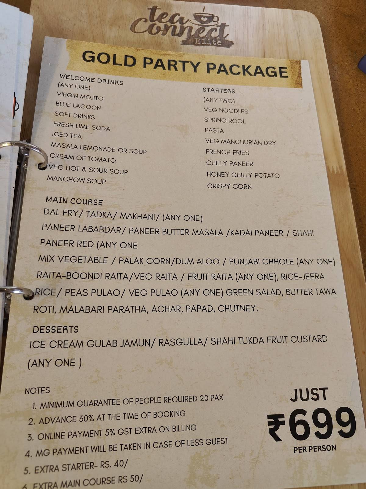 Tea Connect menu