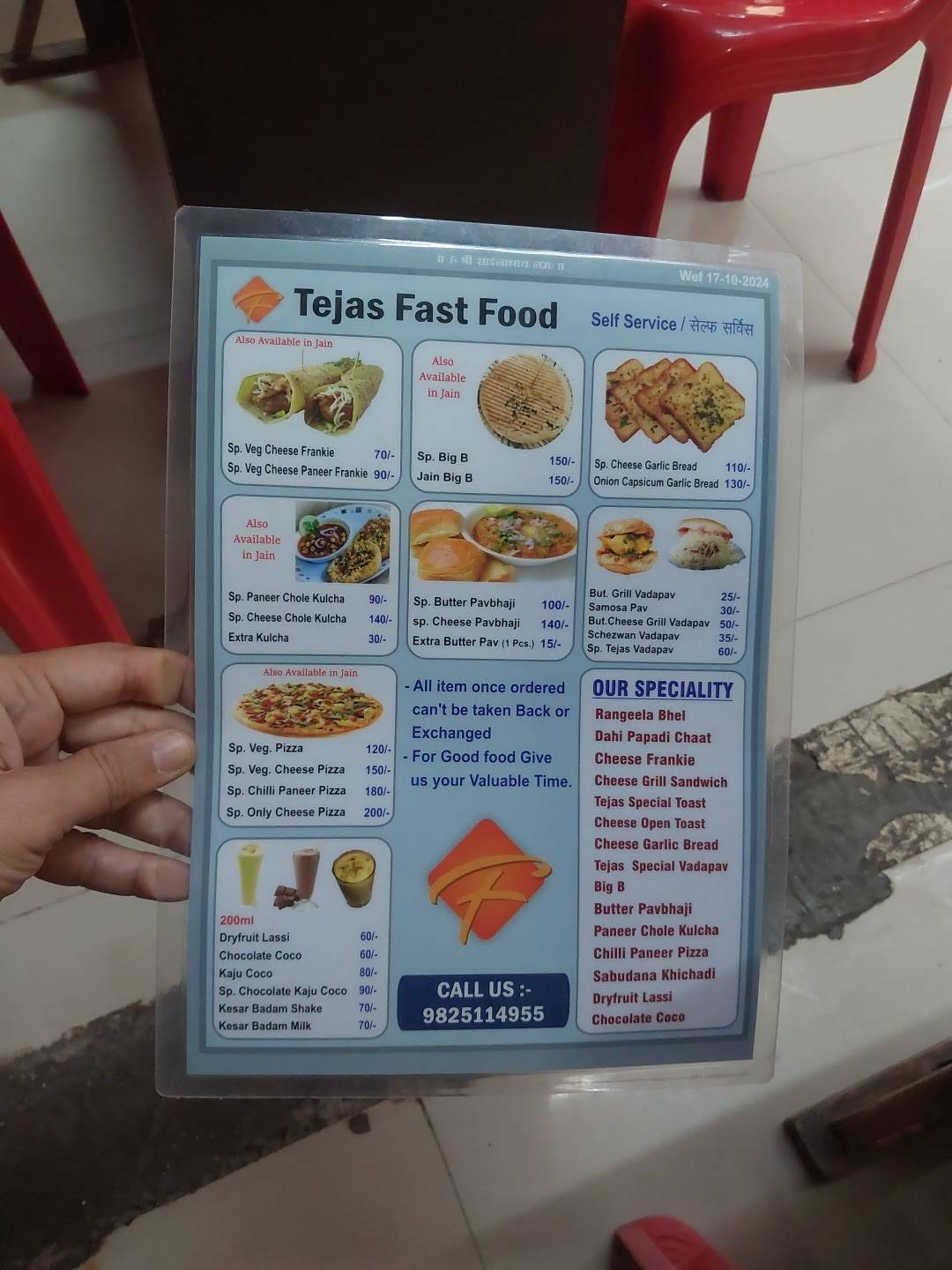 Tejas Fast Food menu