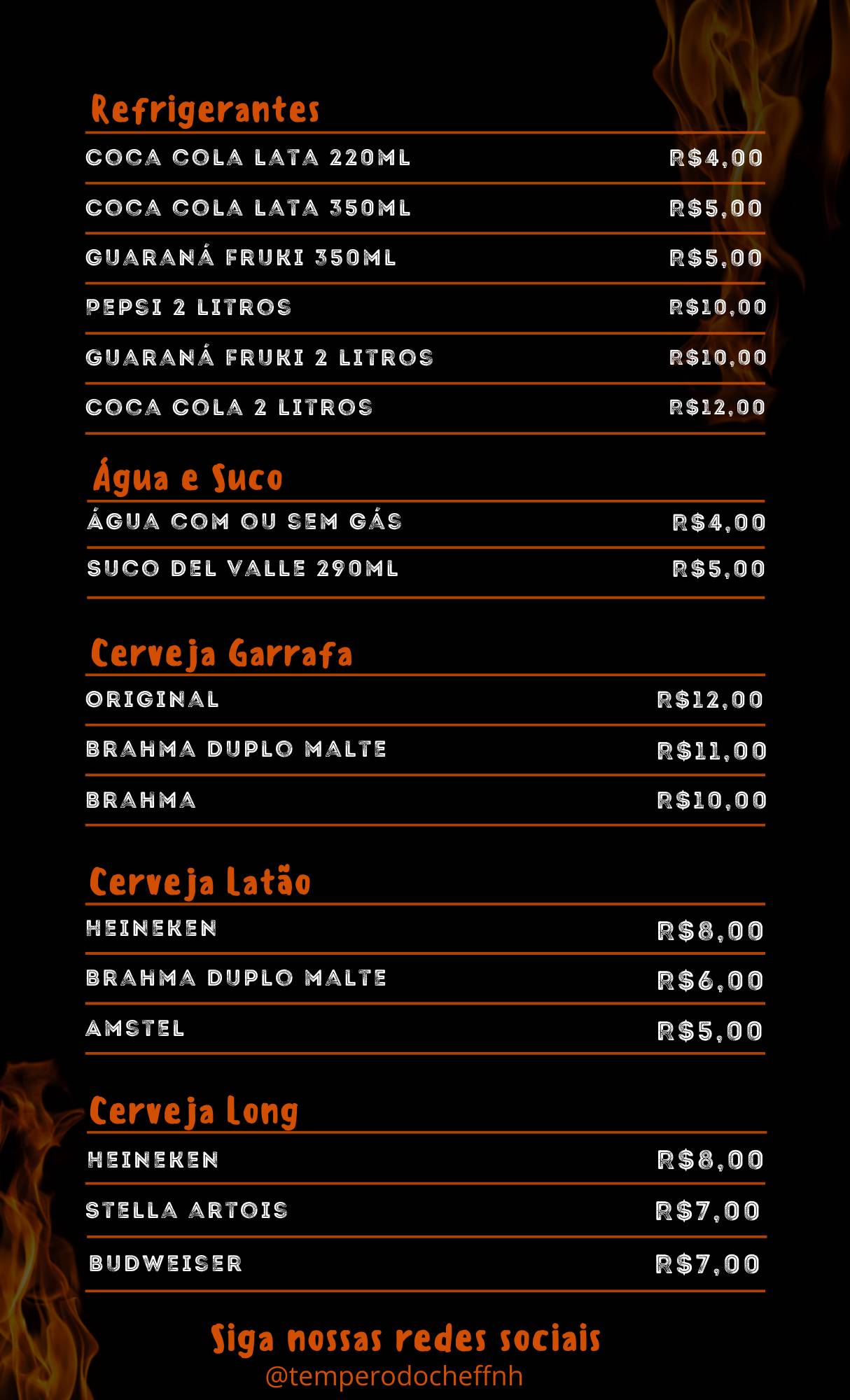 Tempero Do Cheff Espetinhos Novo Hamburgo RS cardápio