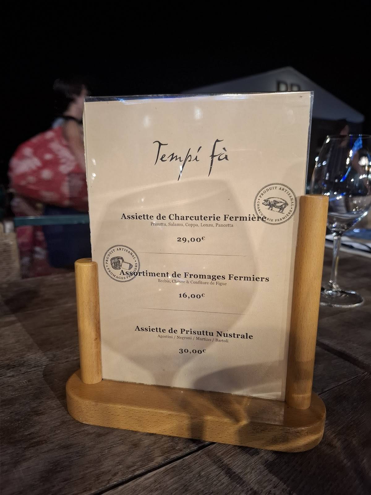 Menu de Tempi Fà