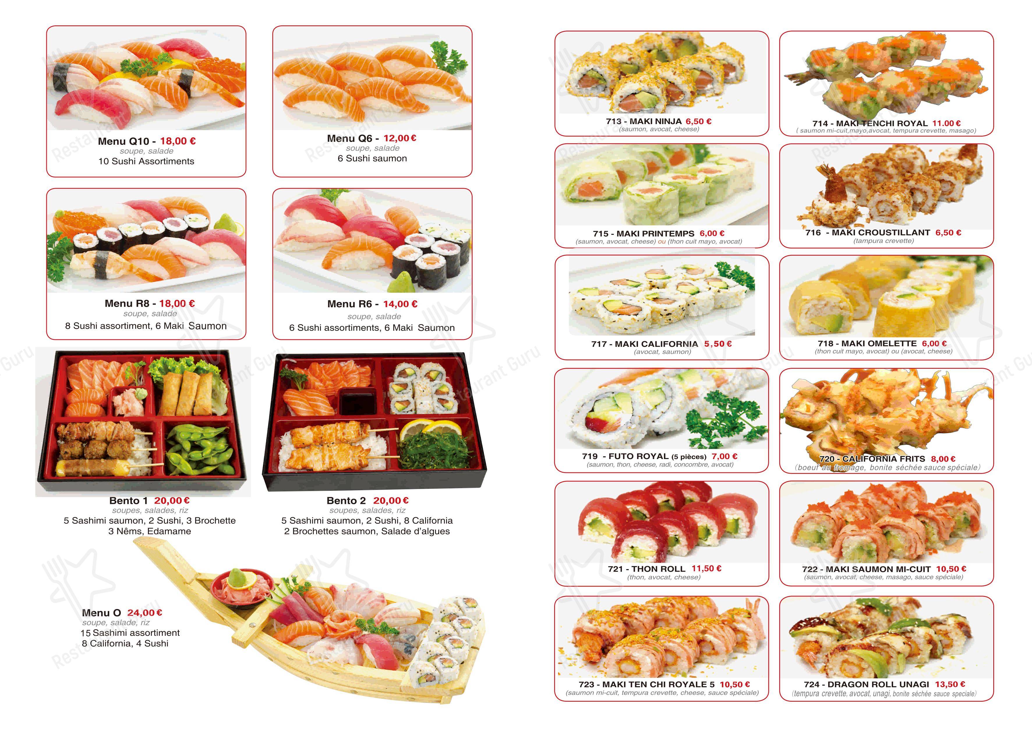 Menu bar pour Ten Chi restaurant