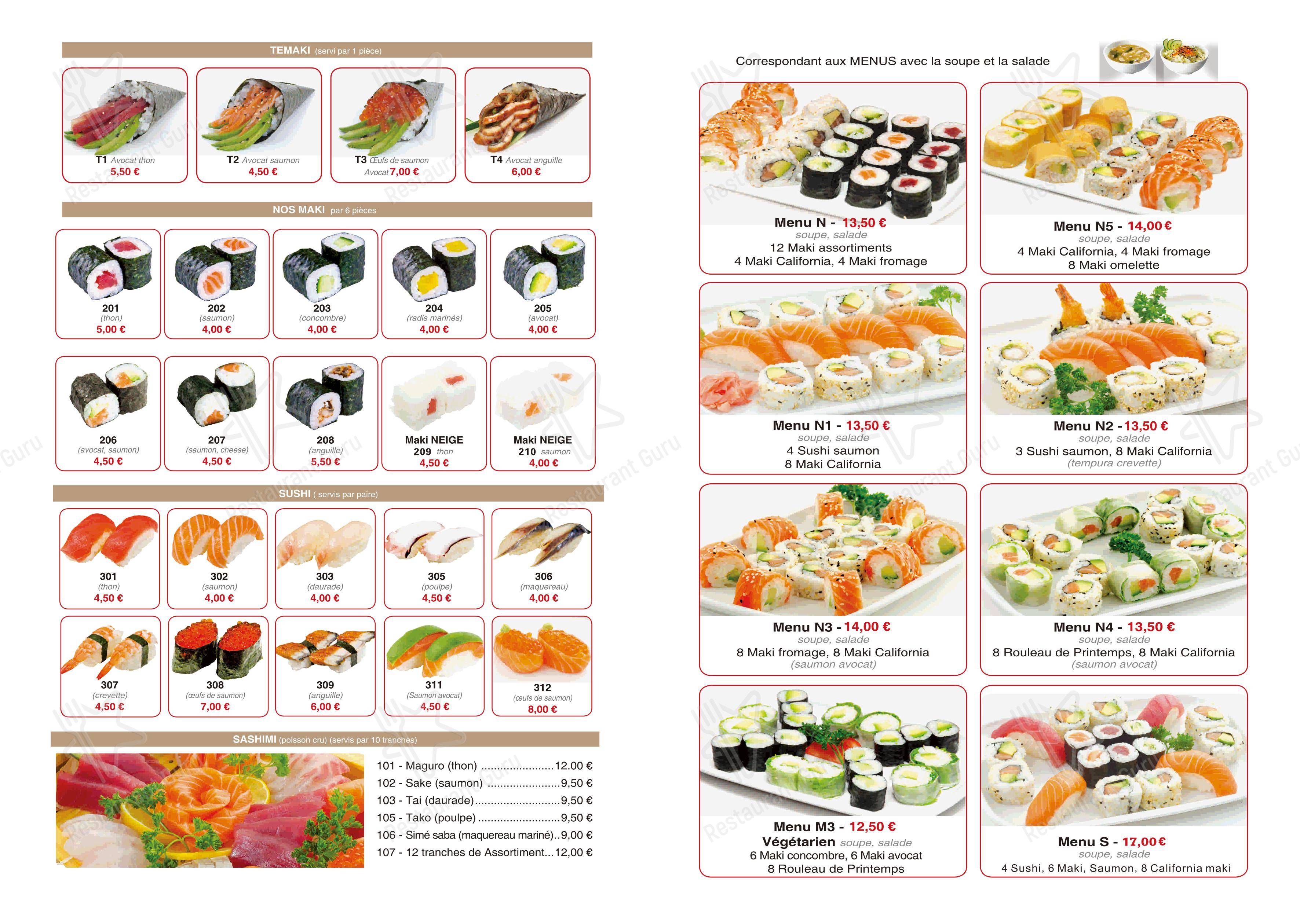 Menu bar pour Ten Chi dans Paris