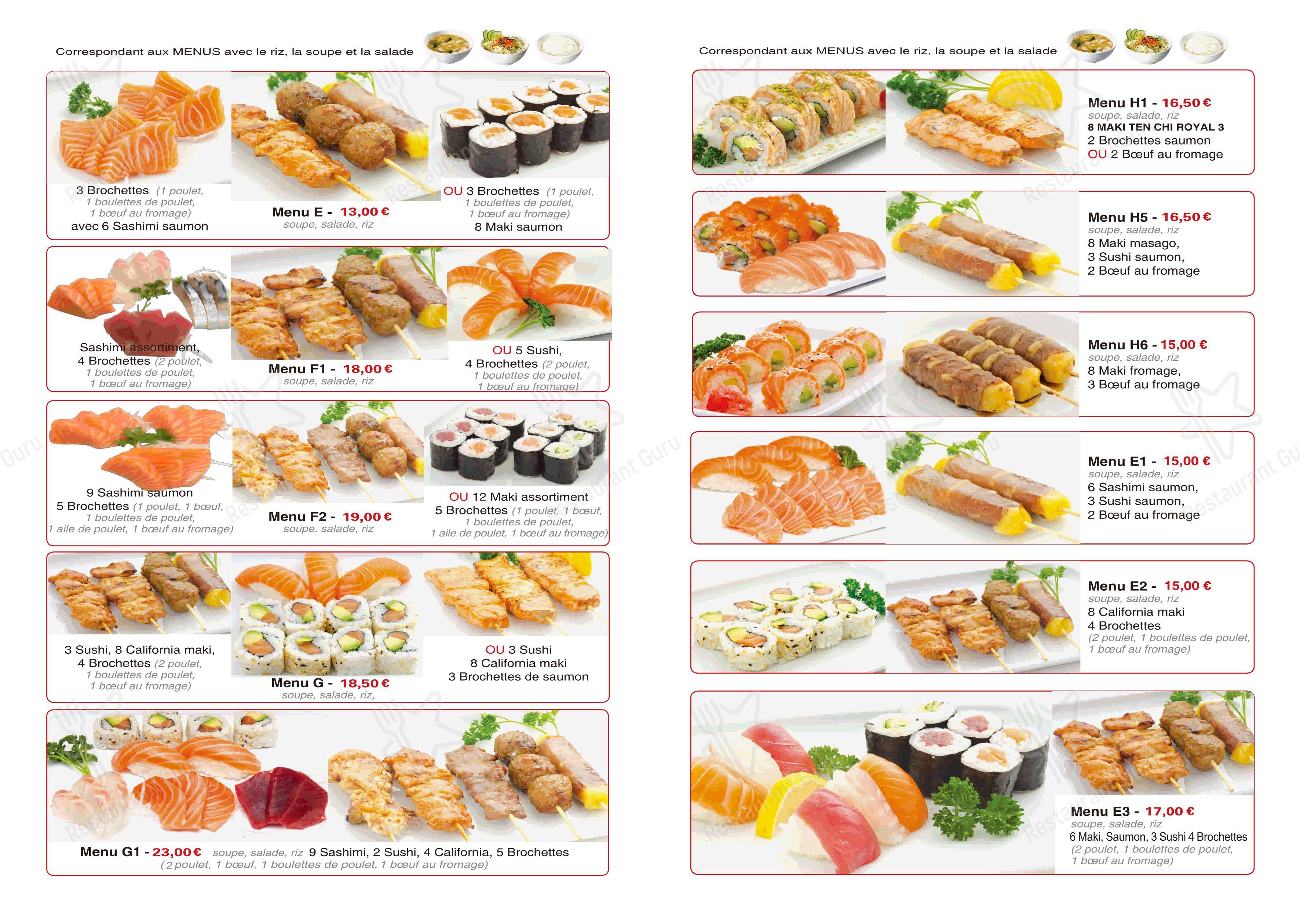 Menu bar pour Ten Chi dans Paris