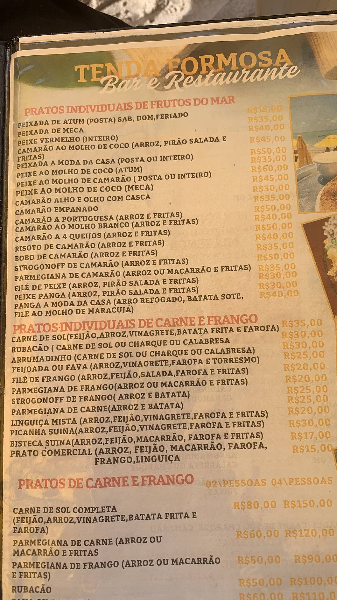 Tenda Formosa Bar & Restaurante cardápio