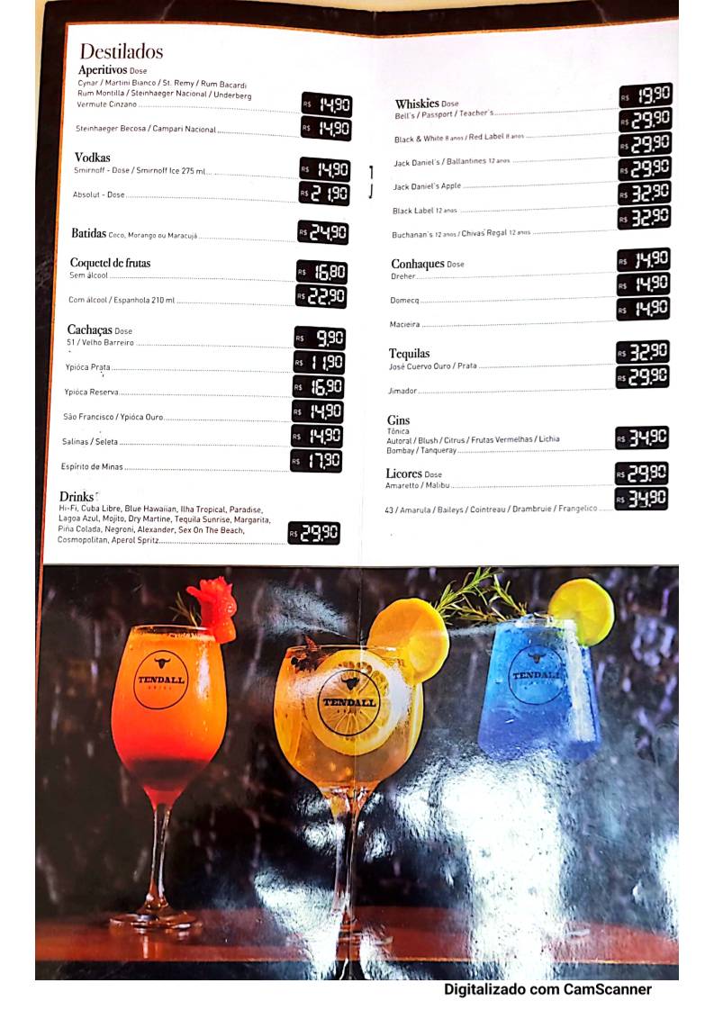 Tendall Grill - Santo André cardápio