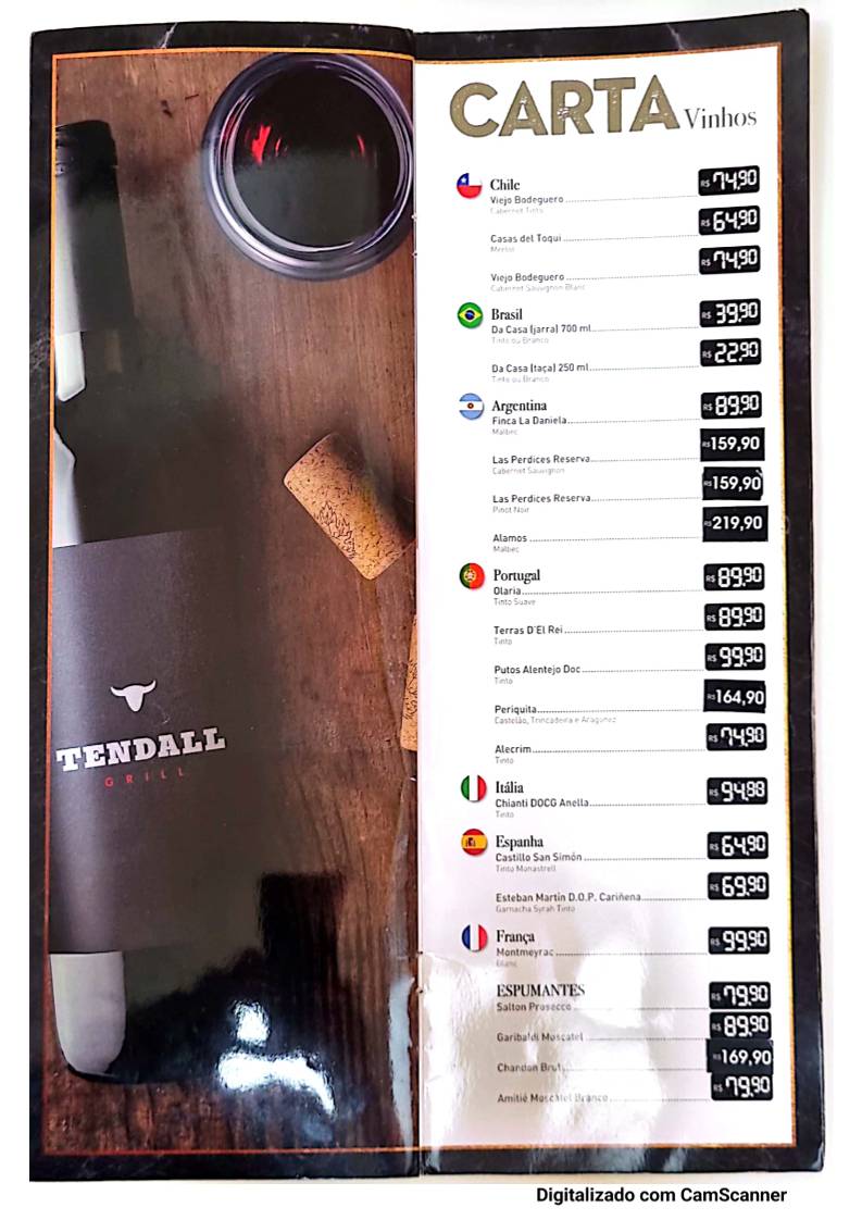 Tendall Grill - Santo André cardápio