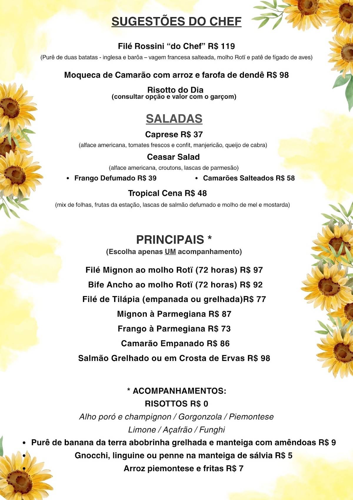 Cena Risotteria cardápio