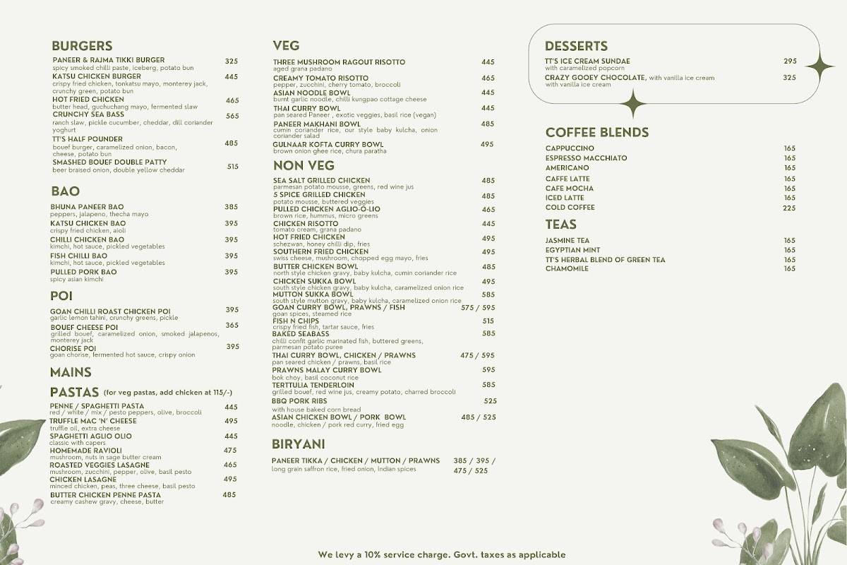 Terttulia Bistro menu