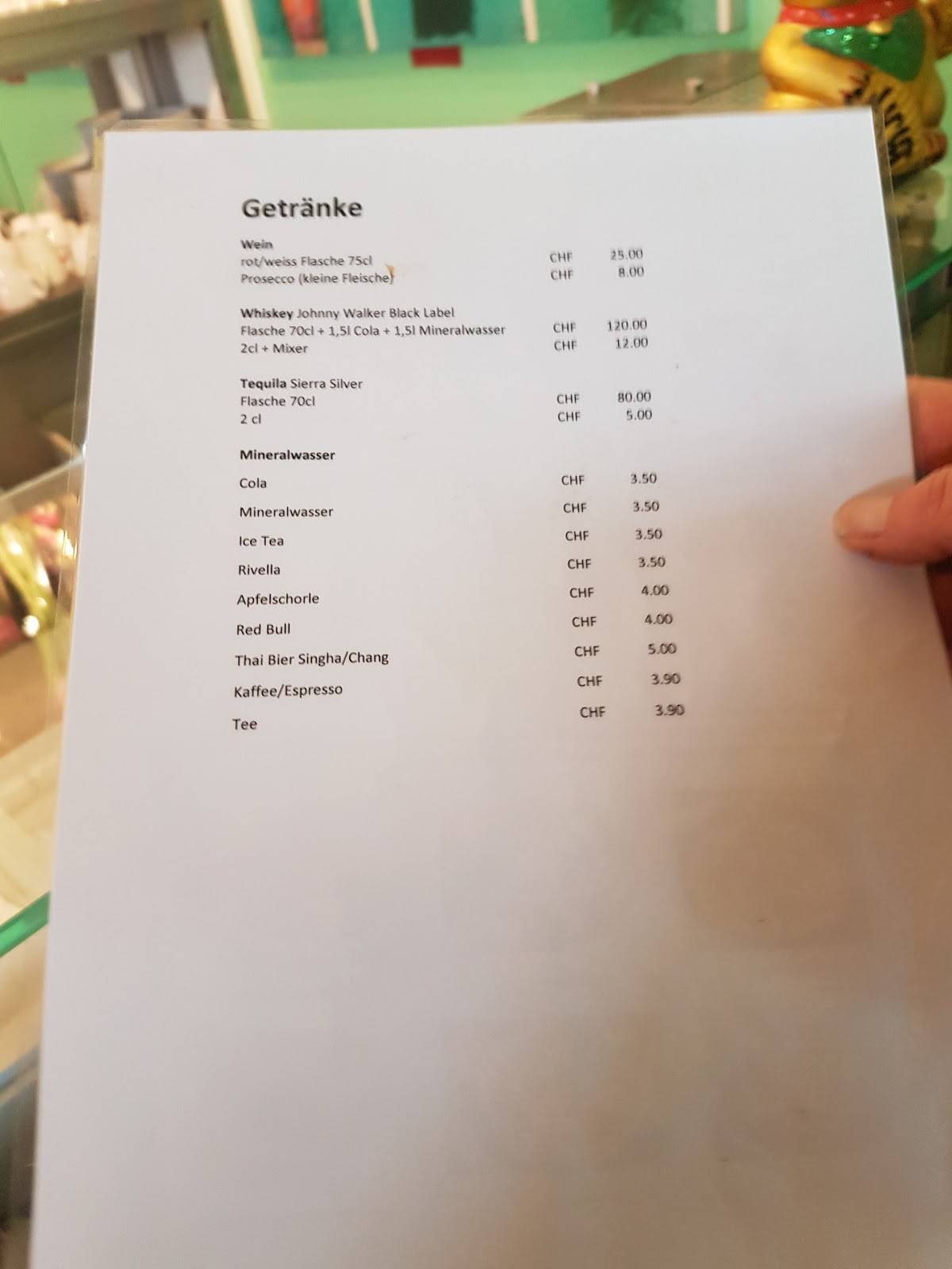 Menu di Thai Express Basel 