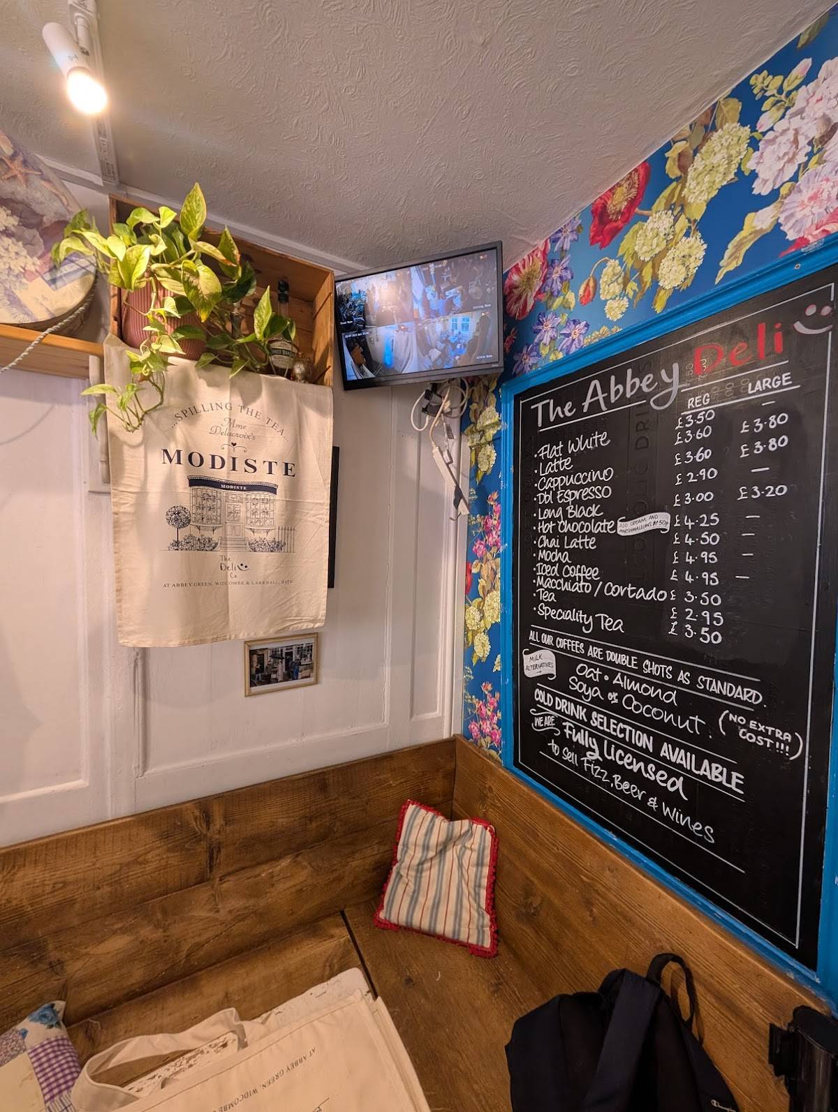 Menu at The Abbey Deli cafeteria, Bath