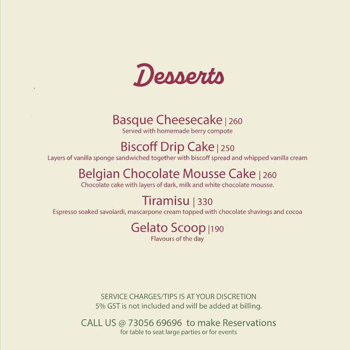 The Beach by Madras Square Restaurant & Bar ECR menu