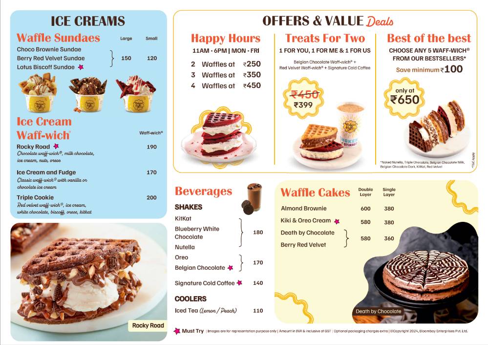 The Belgian Waffle Co menu