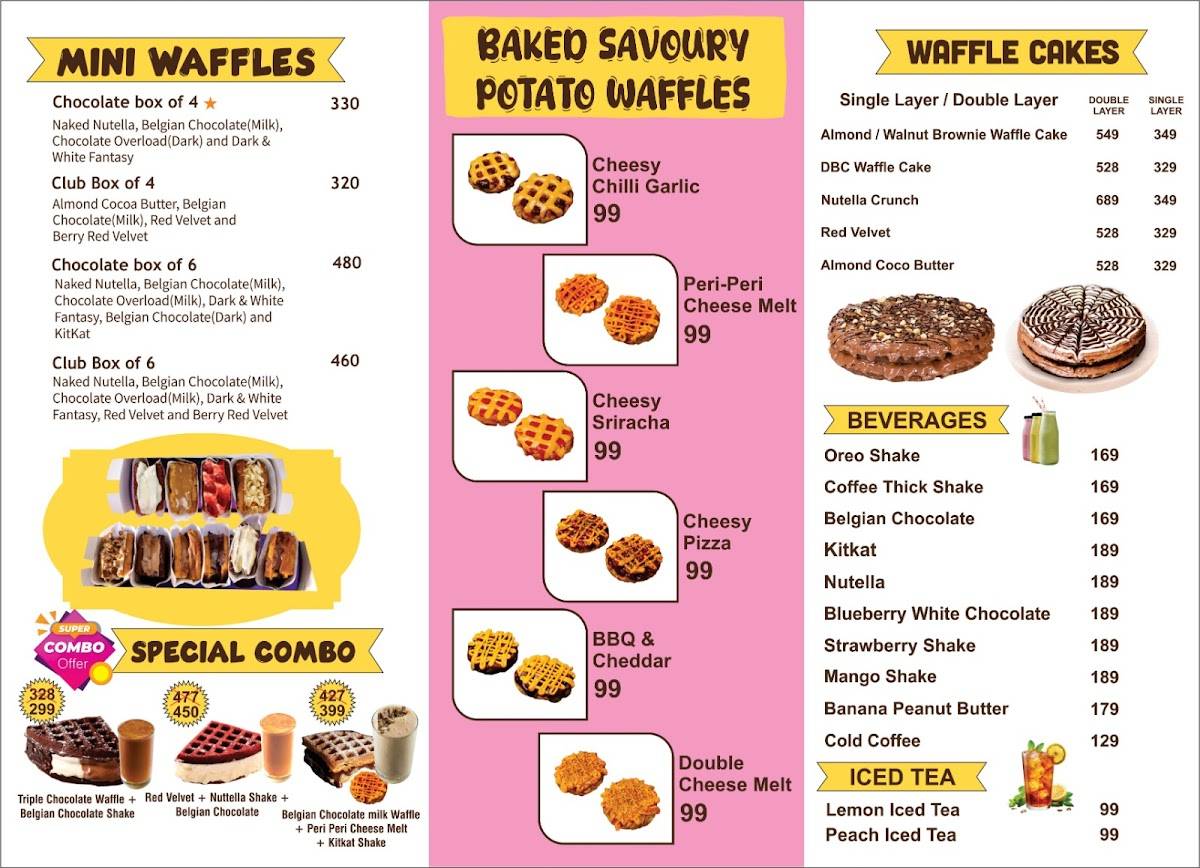 The Belgium Waffles & Deserts menu