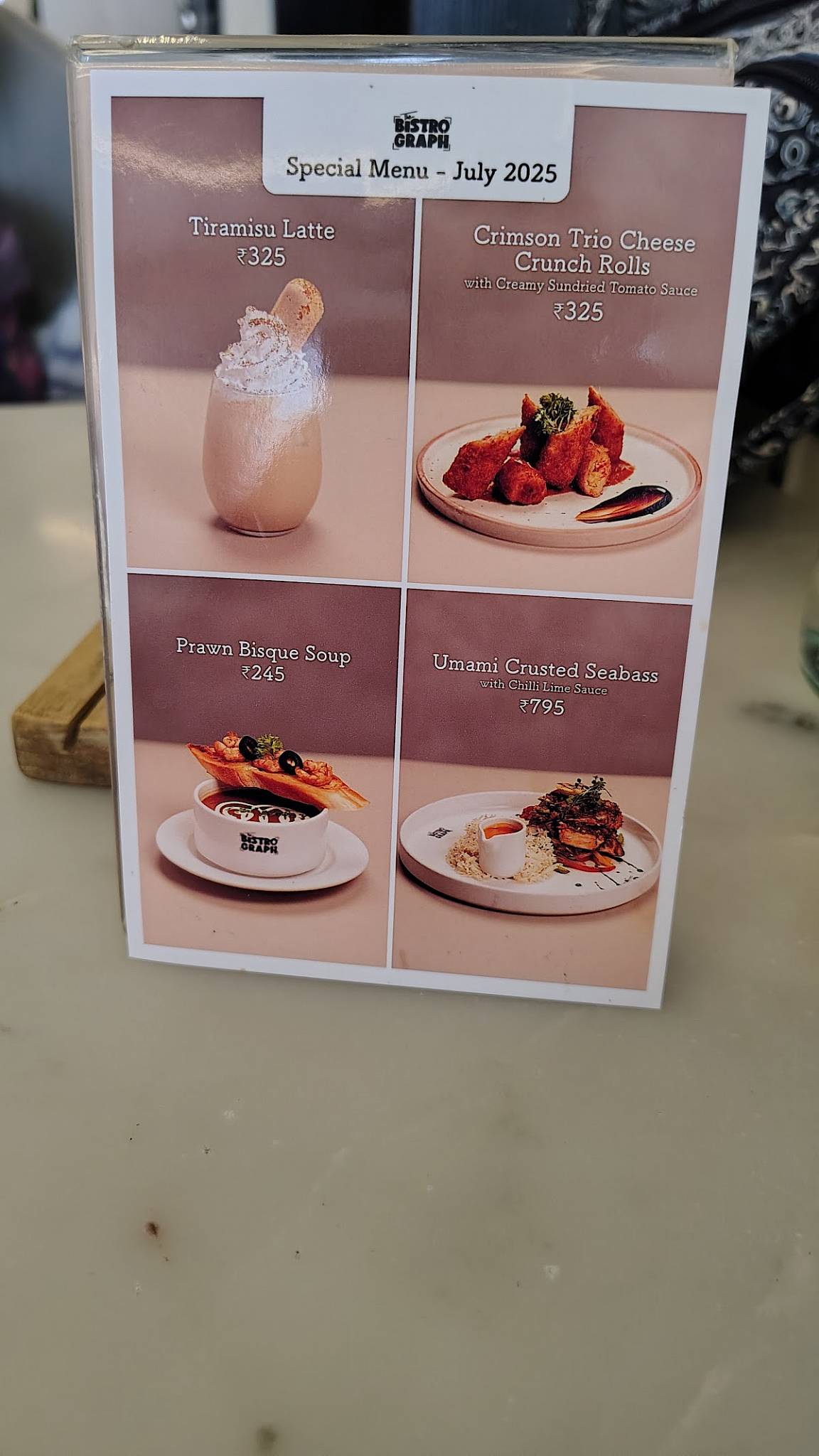 The Bistrograph menu